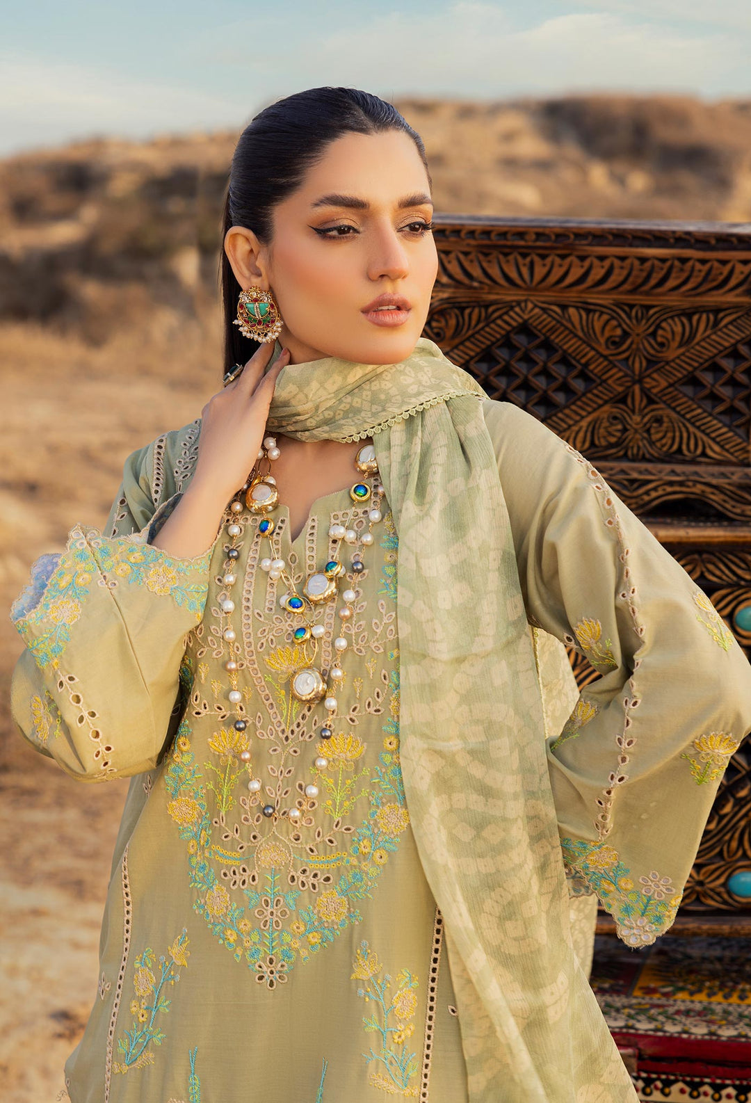 Adan’s Libas Traditional Attire Embroidered lawn collection 2025 - D-05