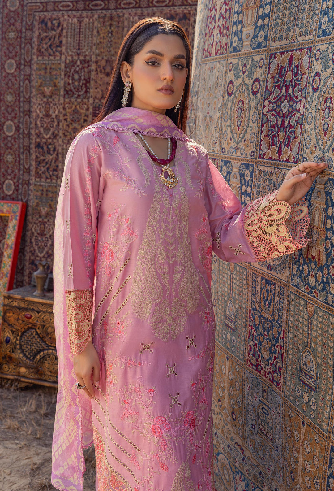 Adan’s Libas Traditional Attire Embroidered lawn collection 2025 - D-02