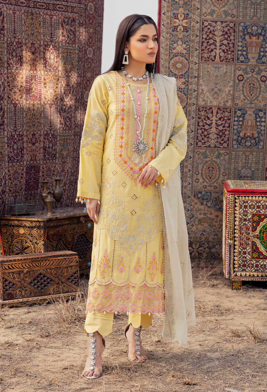 Adan’s Libas Traditional Attire Embroidered lawn collection 2025 - D-01