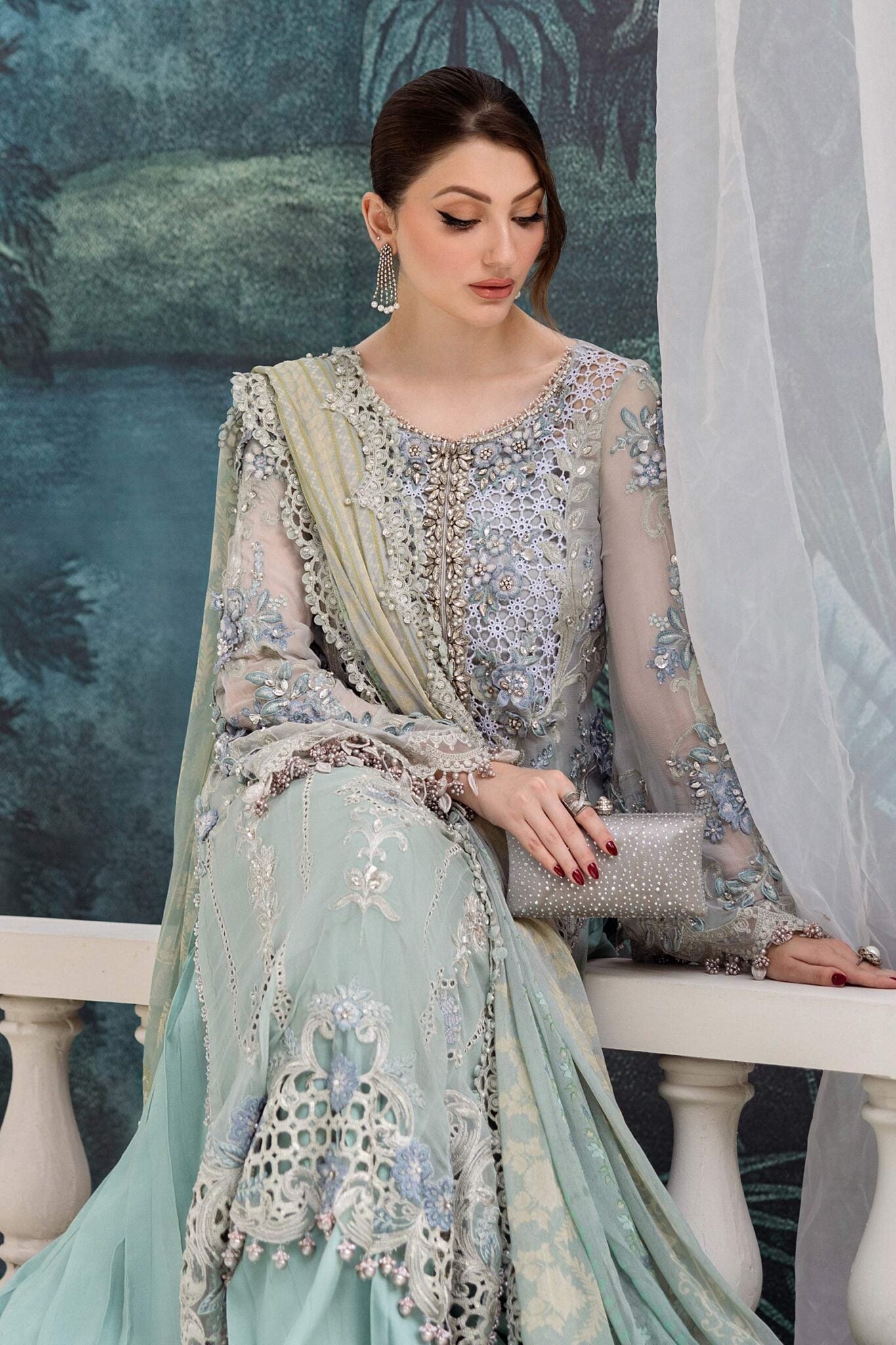 Maria B Chiffons Unstitched Wedding Wear Suits 2025 | D - 108