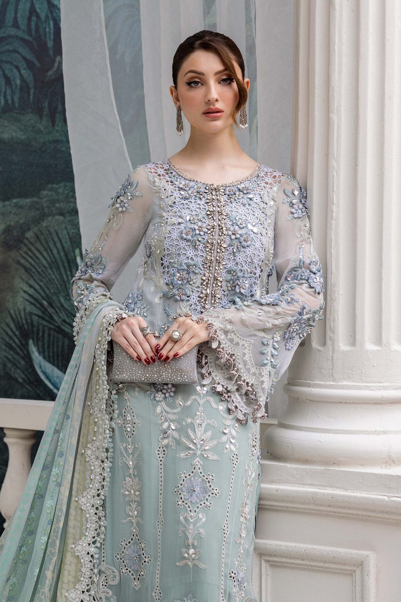 Maria B Chiffons Unstitched Wedding Wear Suits 2025 | D - 108