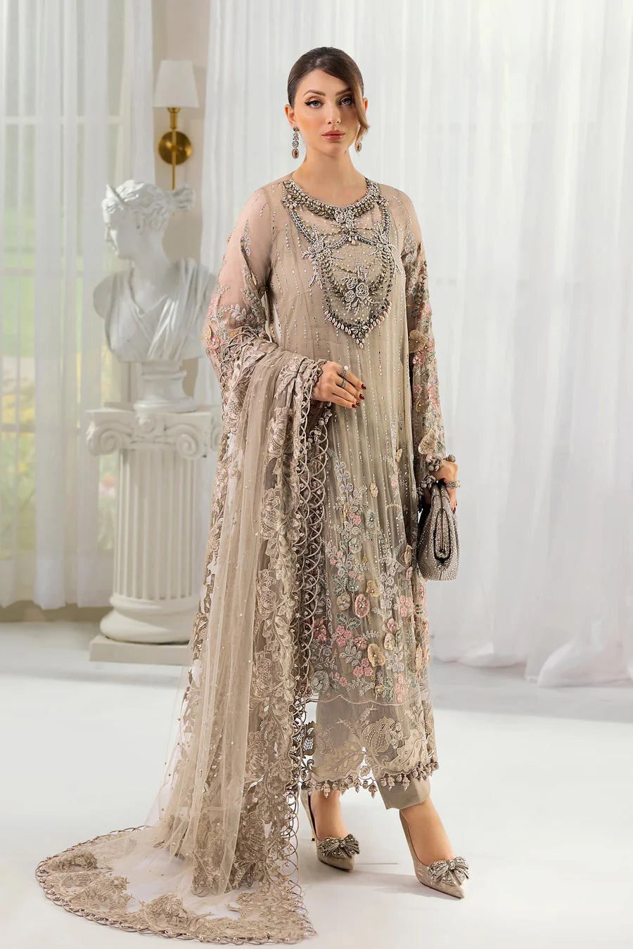 Maria B Chiffons Unstitched Wedding Wear Suits 2025 | D - 107
