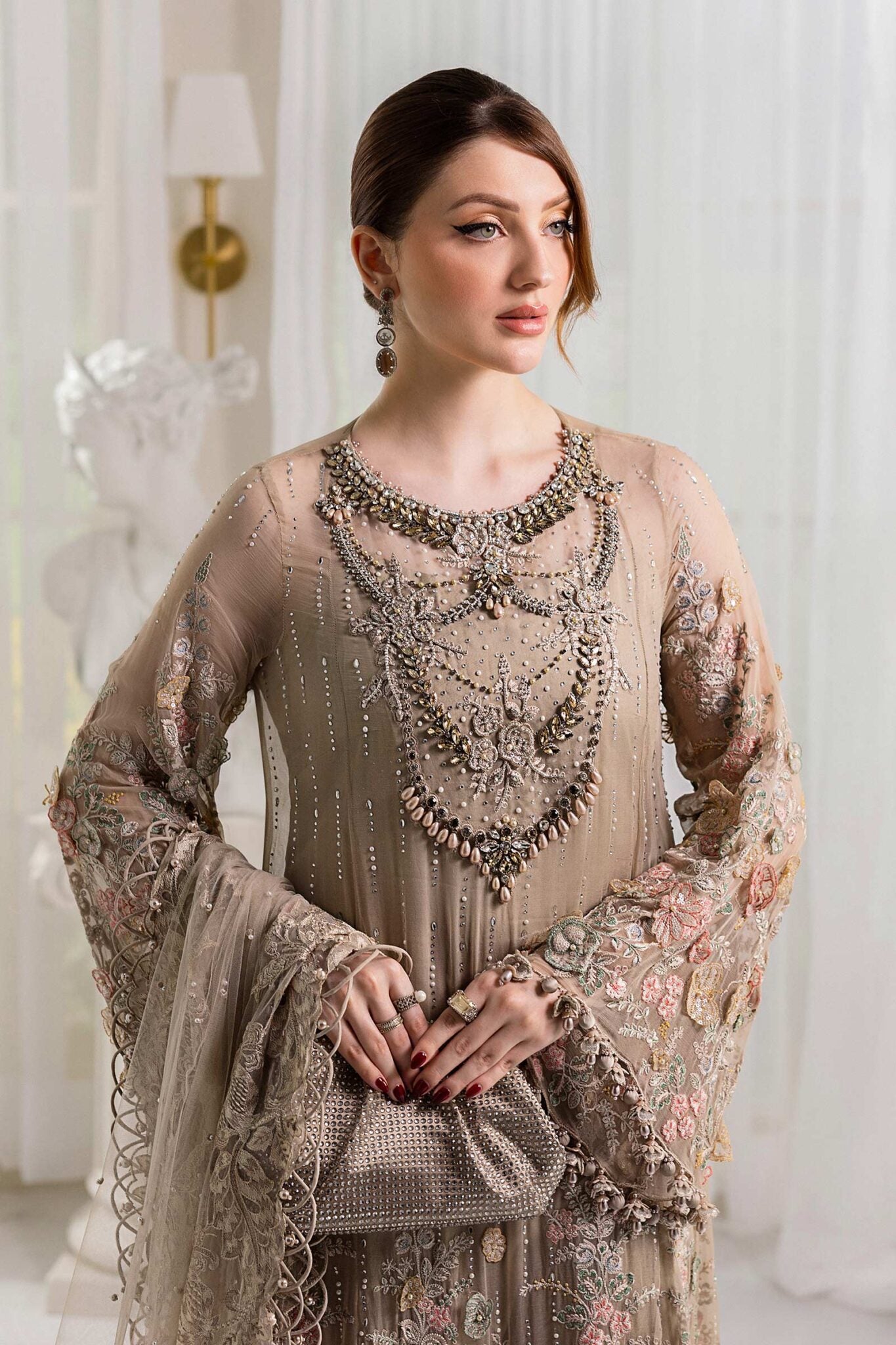 Maria B Chiffons Unstitched Wedding Wear Suits 2025 | D - 107