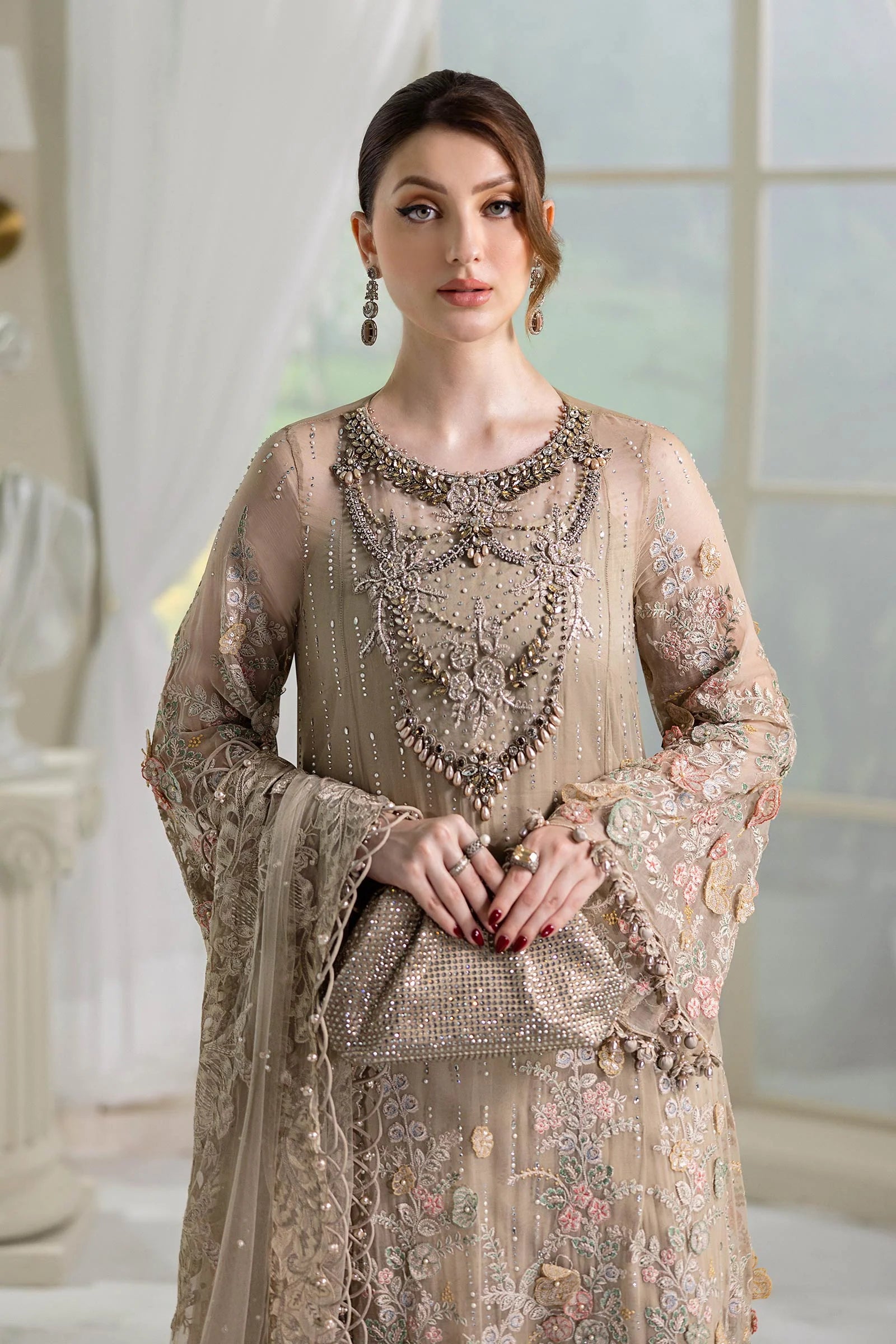 Maria B Chiffons Unstitched Wedding Wear Suits 2025 | D - 107