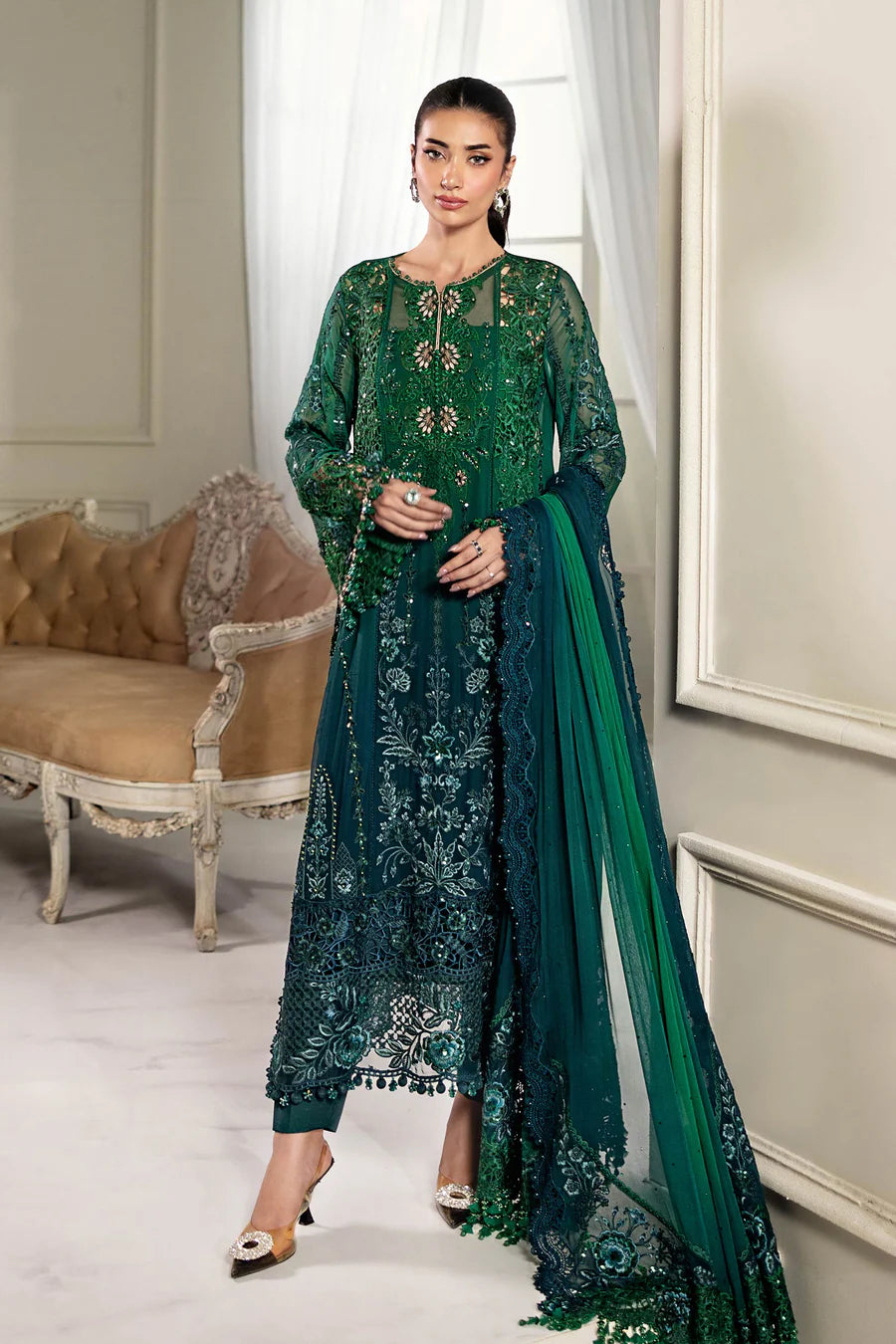 Maria B Chiffons Unstitched Wedding Wear Suits 2025 | D - 106
