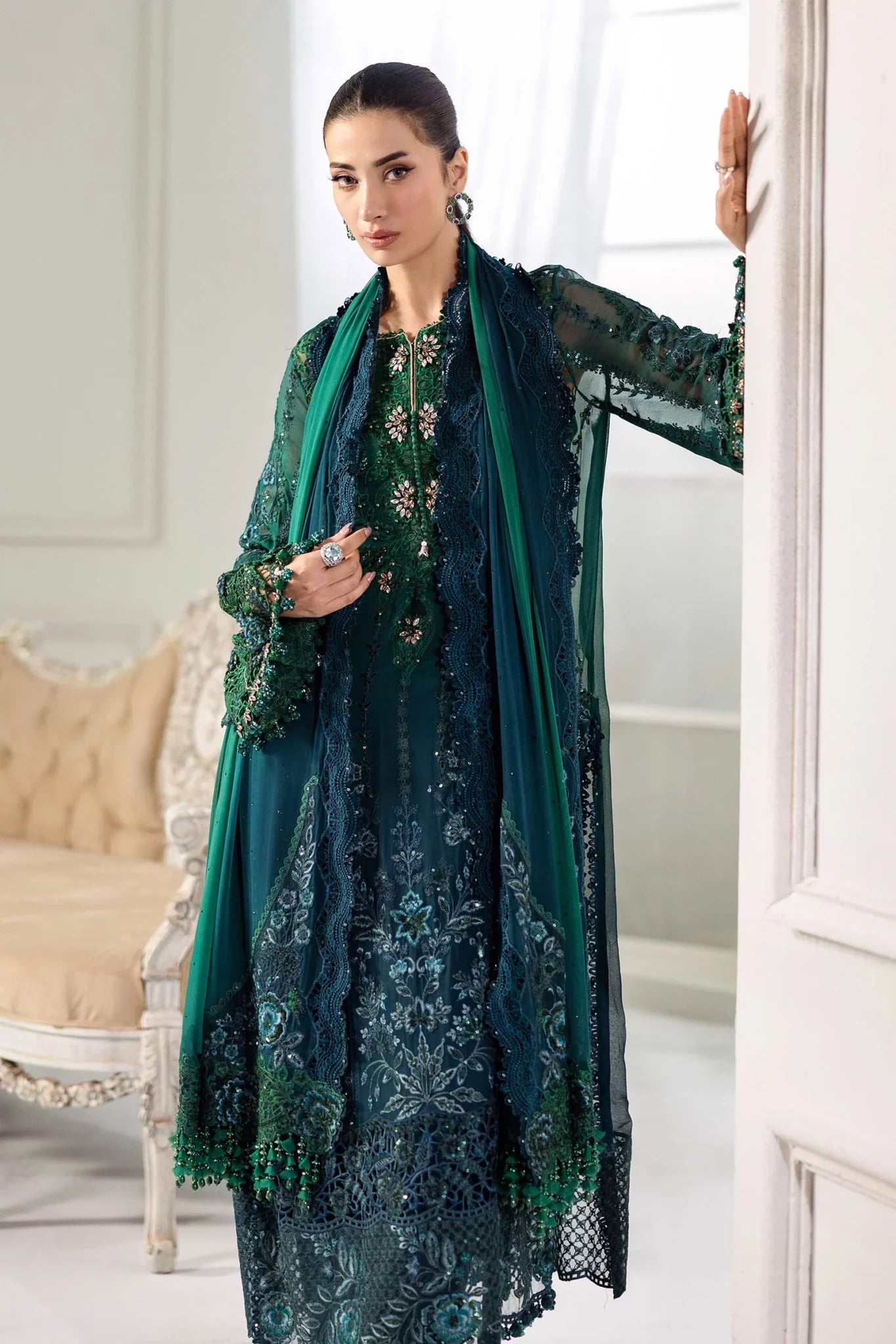 Maria B Chiffons Unstitched Wedding Wear Suits 2025 | D - 106