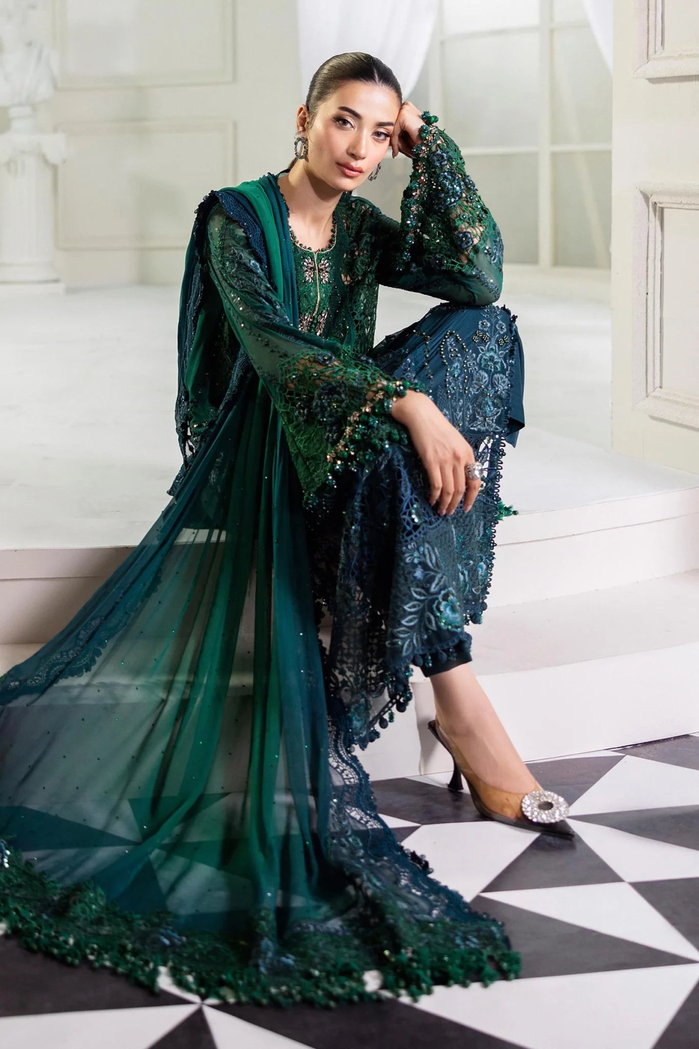Maria B Chiffons Unstitched Wedding Wear Suits 2025 | D - 106