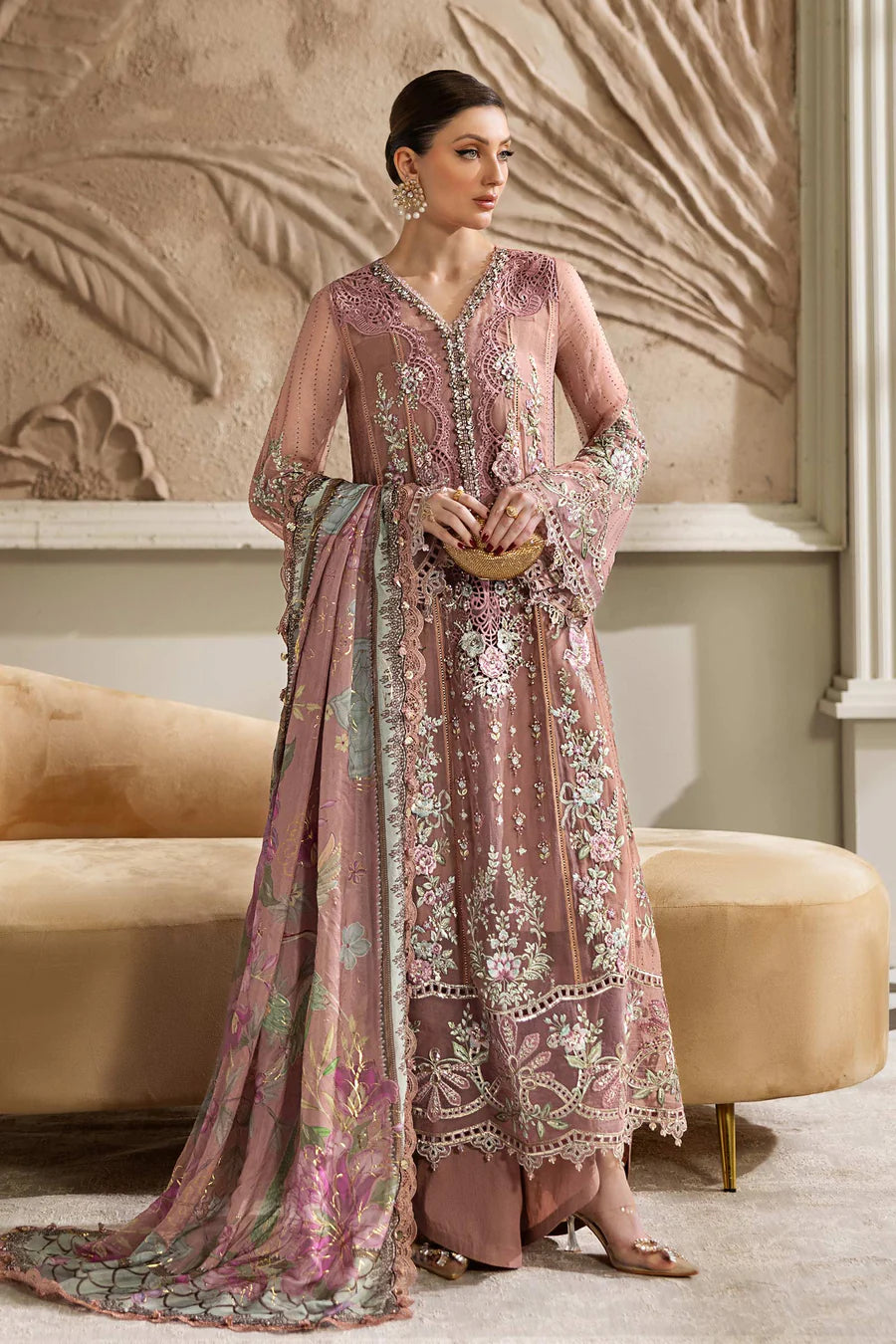 Maria B Chiffons Unstitched Wedding Wear Suits 2025 | D - 105