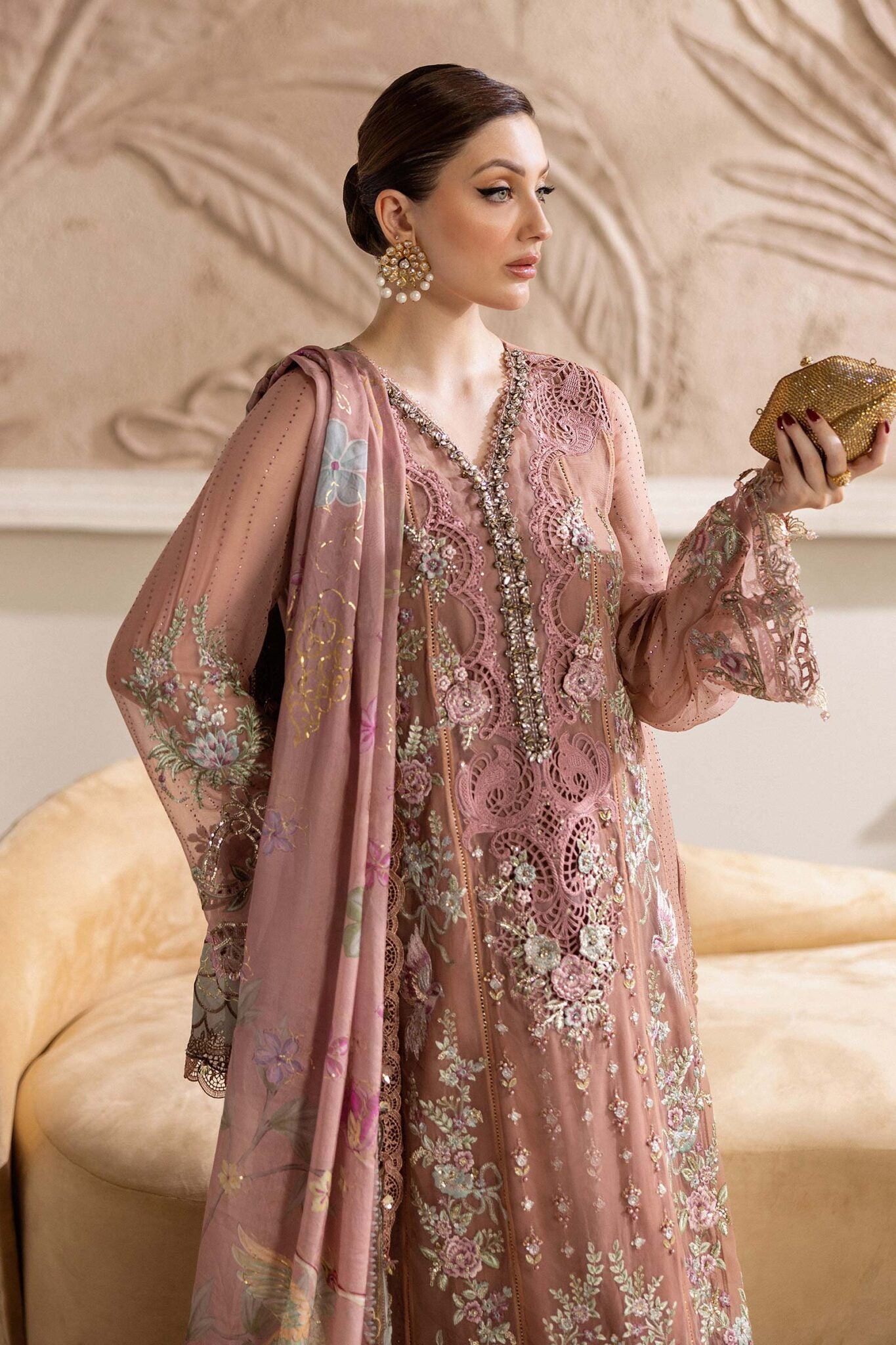 Maria B Chiffons Unstitched Wedding Wear Suits 2025 | D - 105
