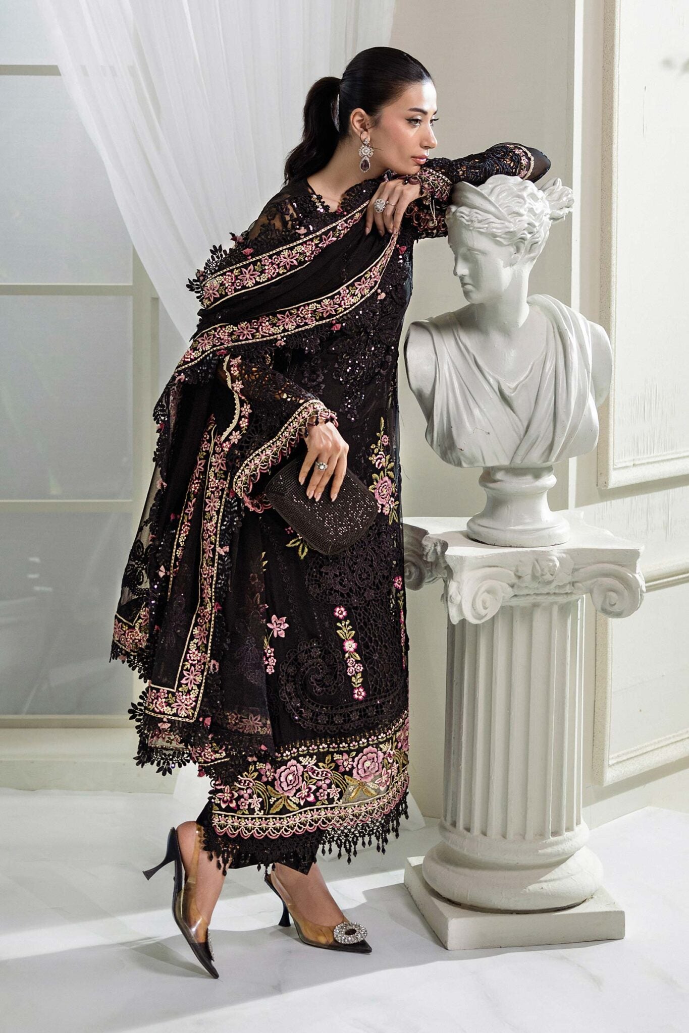 Maria B Chiffons Unstitched Wedding Wear Suits 2025 | D - 104