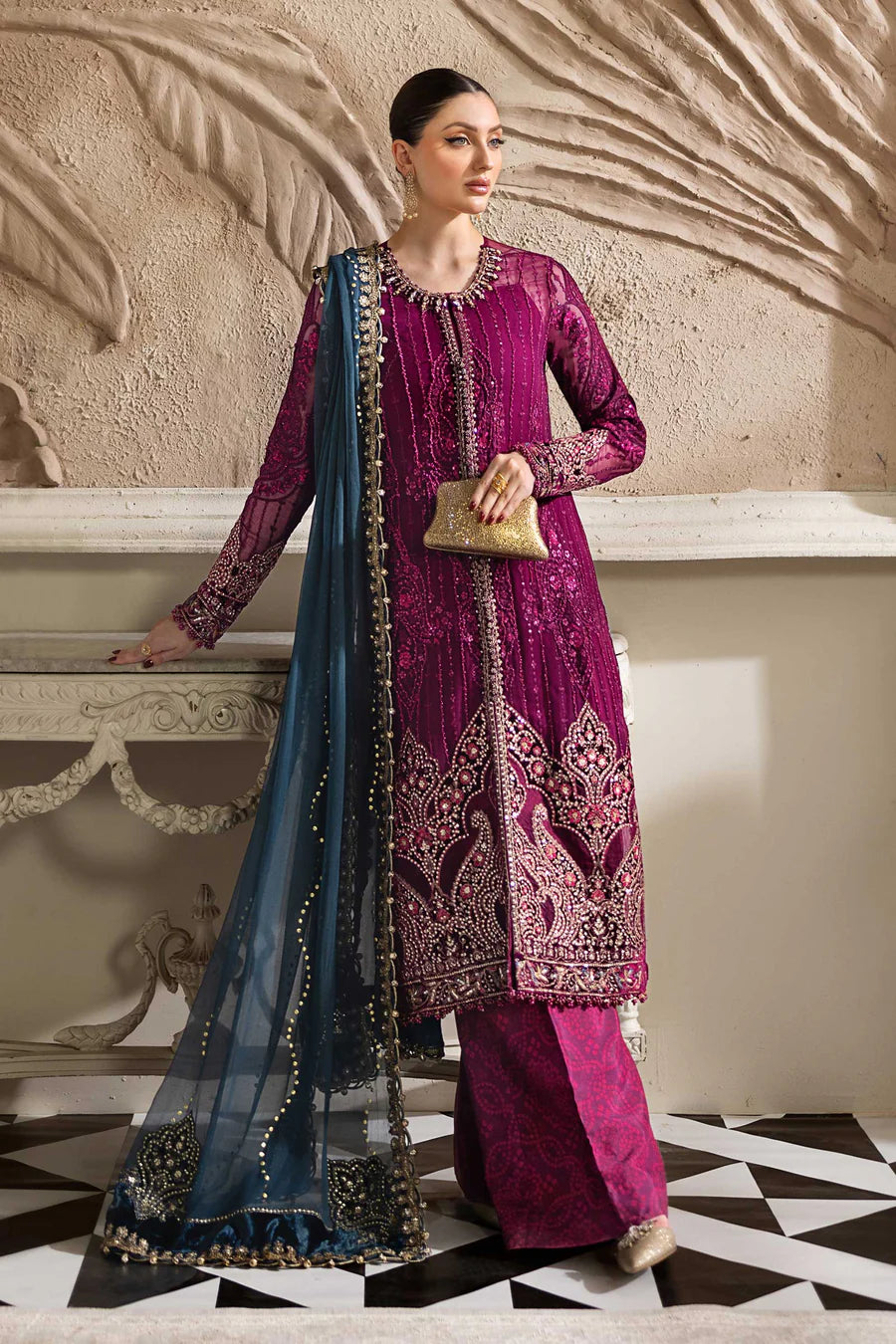 Maria B Chiffons Unstitched Wedding Wear Suits 2025 | D - 102