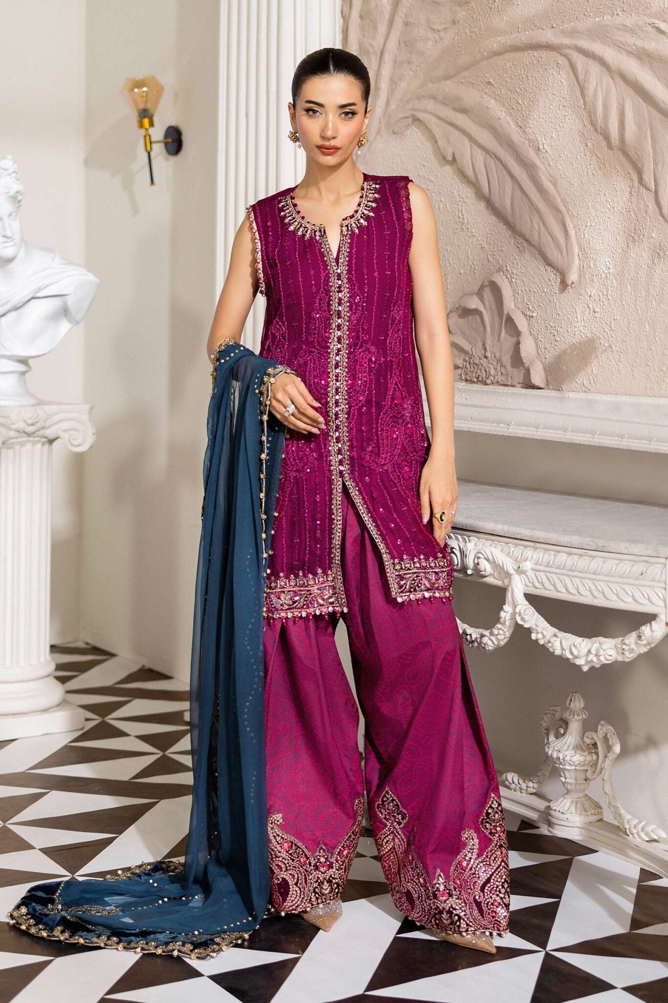 Maria B Chiffons Unstitched Wedding Wear Suits 2025 | D - 102