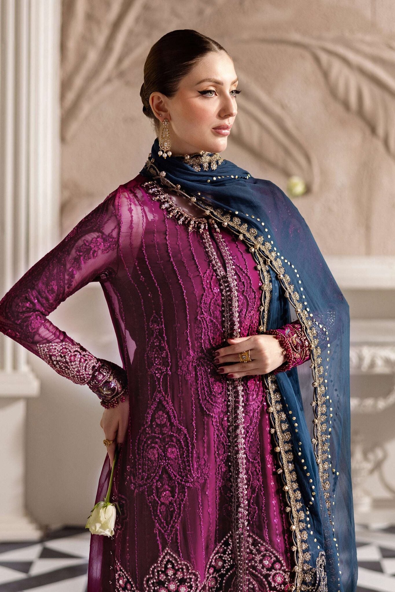 Maria B Chiffons Unstitched Wedding Wear Suits 2025 | D - 102