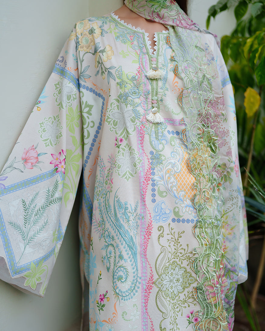 Roheenaz Whispered Florals Lawn Collection 2026 - Soft Bloom
