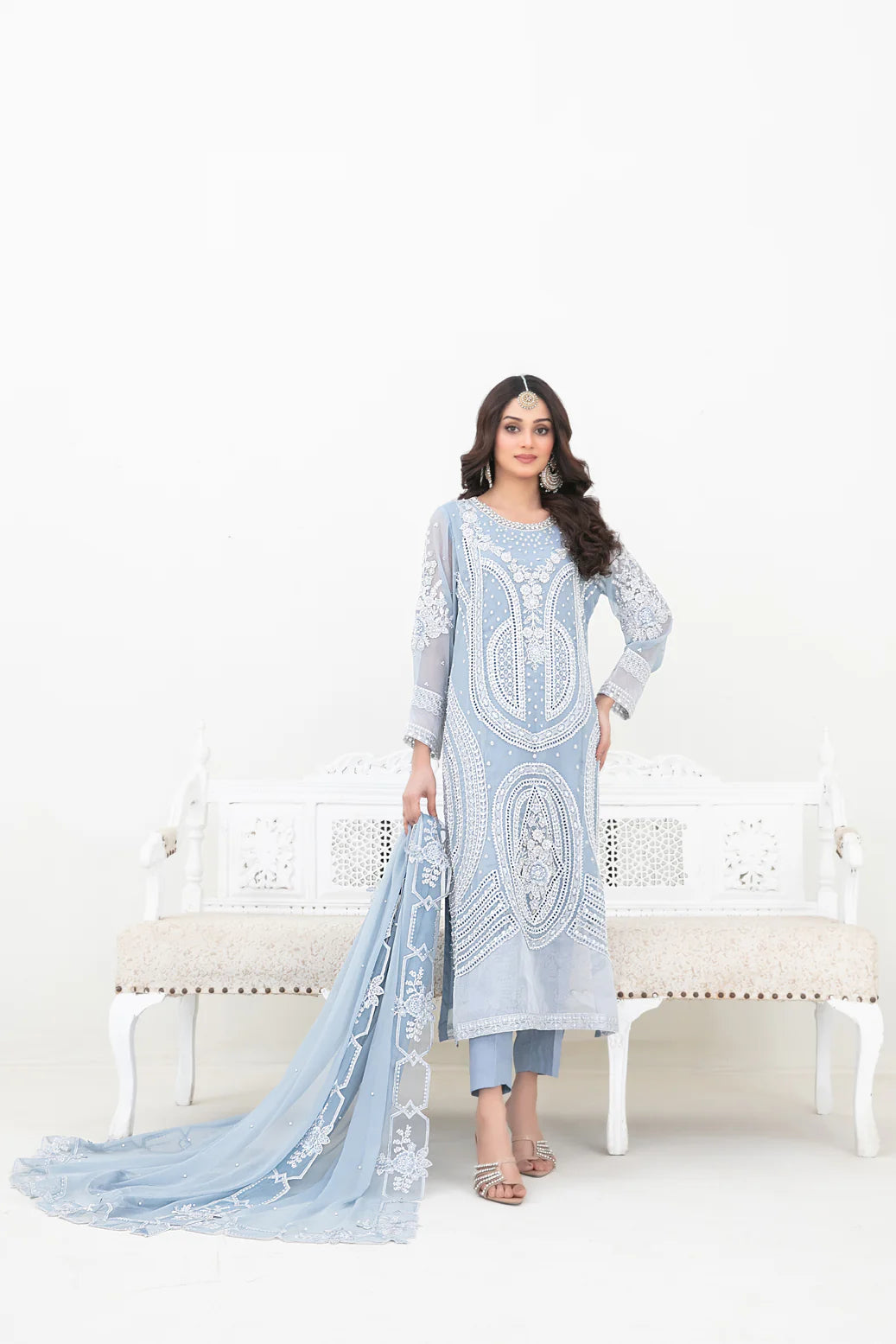 Ablah semi stitched chiffon suits by tawakkal fabrics - D-5381