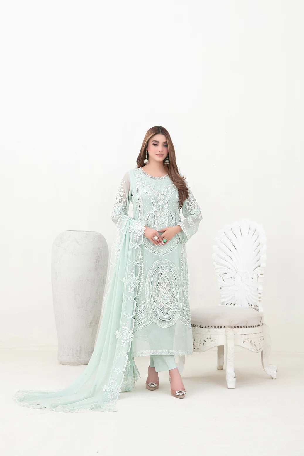 Ablah semi stitched chiffon suits by tawakkal fabrics - D-5382