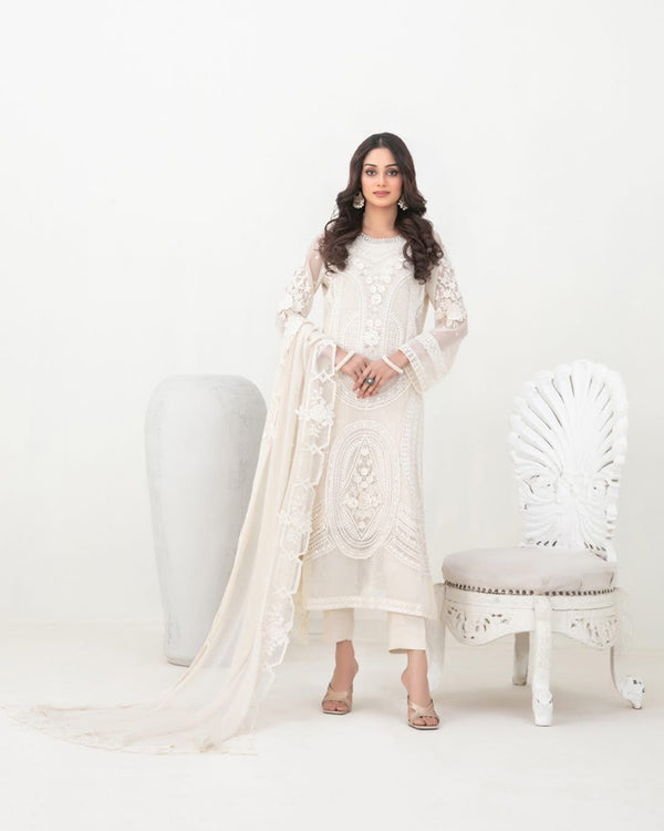 Ablah semi stitched chiffon suits by tawakkal fabrics - D-5386