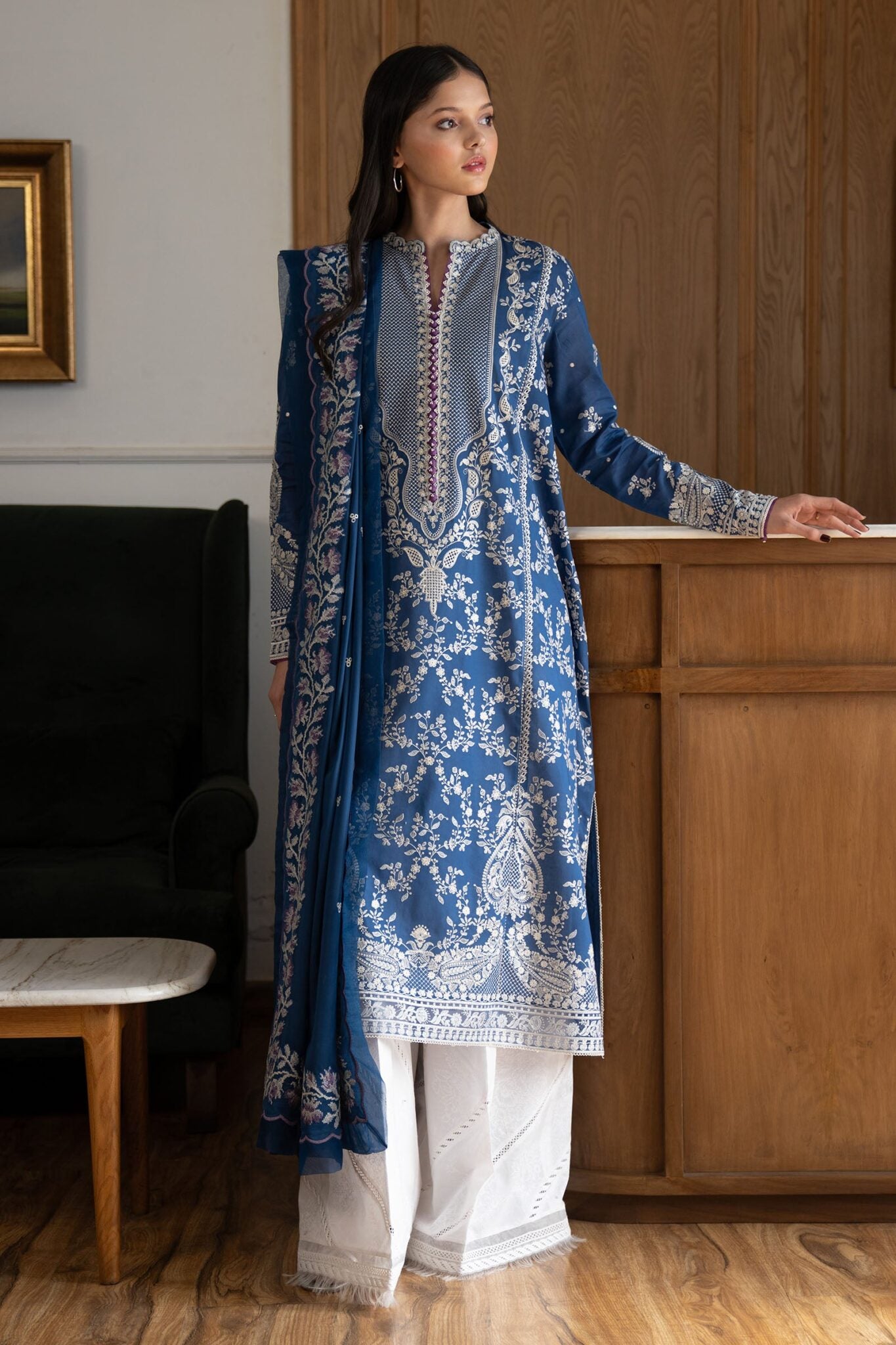 Zara Shahjahan luxury unstitched lawn suits 2025 | Satori | 8B