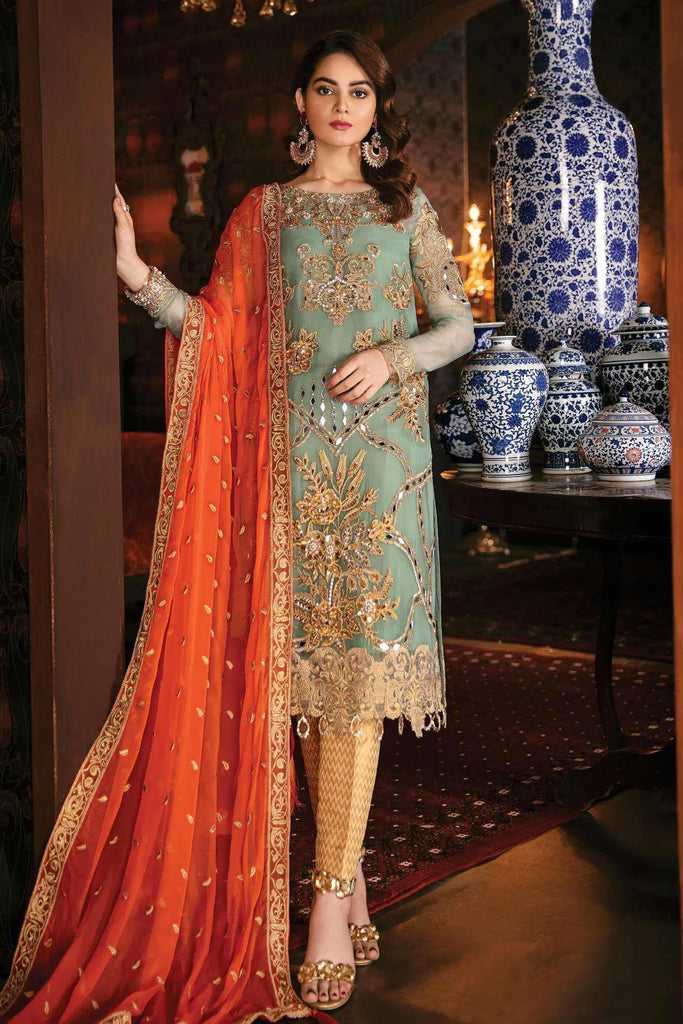 Imrozia Solas De Lune Pakistani Salwar Suit - 102 - Aqua Juwel