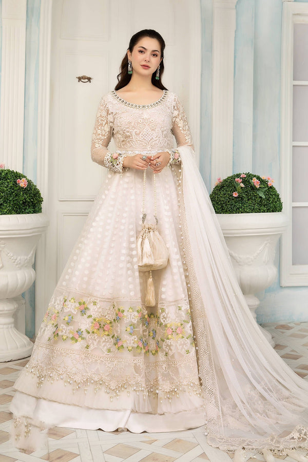 Maria.B. Chiffons Unstitched Eid Collection - MPC-21-103-Pearl White and Pastel