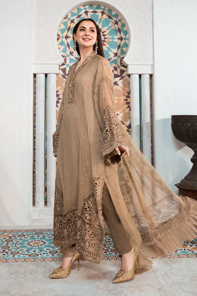 Maria.B. Chiffons Unstitched Eid Collection - MPC-21-105-Coffee