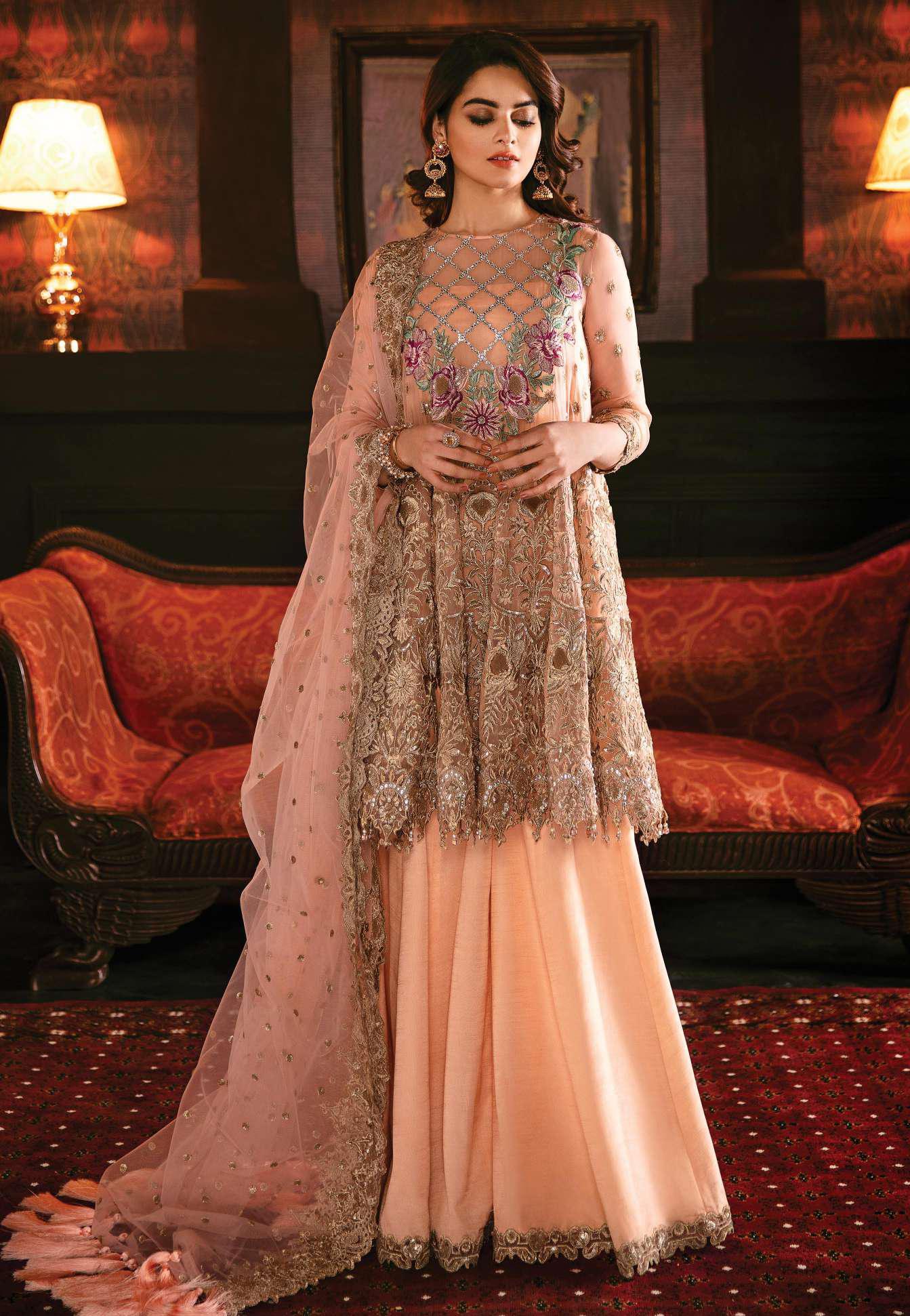 Imrozia Solas De Lune Pakistani Salwar Suit - 107 - Peche Floraison