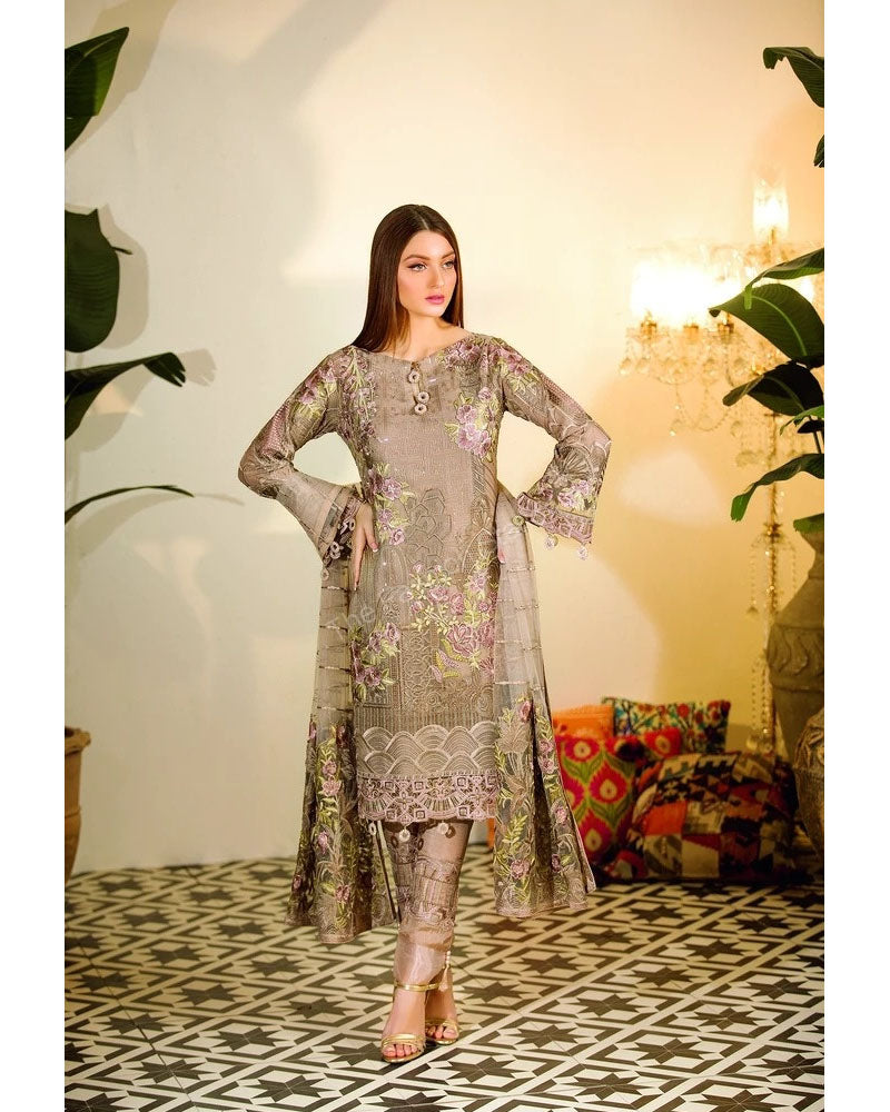 Ramsha Chevron Chiffon Pakistani Salwar Suit A-102