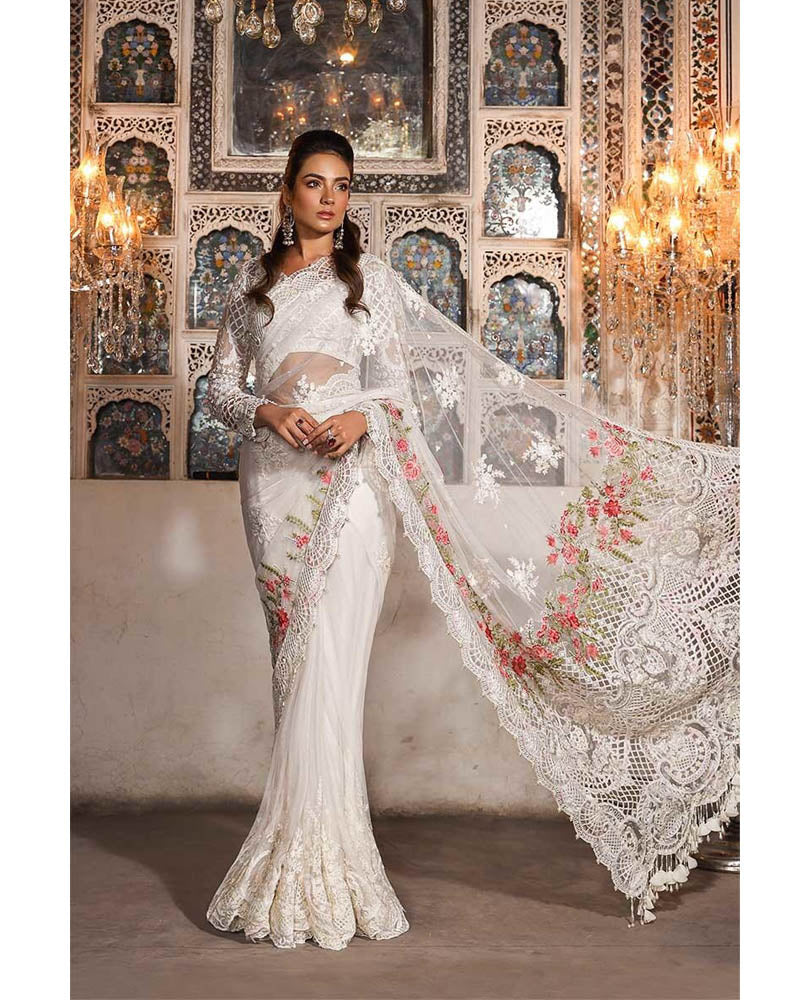 Maria B Unstitched MBROIDERED Pearl White Salwar Suits - BD-1703