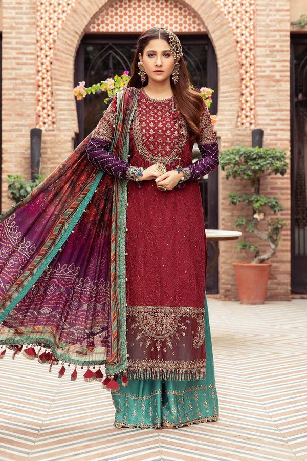 Maria B Unstitched Sateen CST-401-Maroon