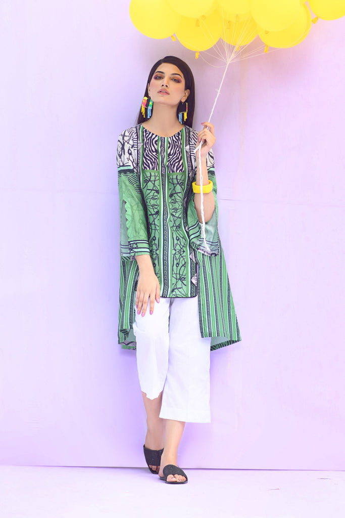 BTW Unstitched Designer Lawn Kurti – Celadon Green