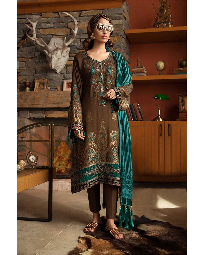 Maria B Linen Salwar Kameez Brown DL-702