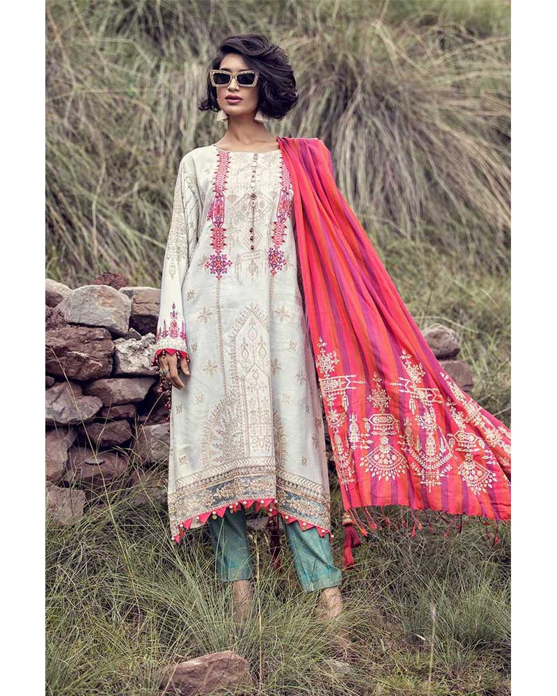 Maria B Linen Salwar Kameez Off White DL-704