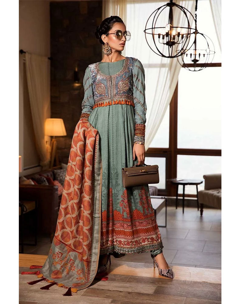 Maria B Linen Salwar Kameez Dull Teal DL-708
