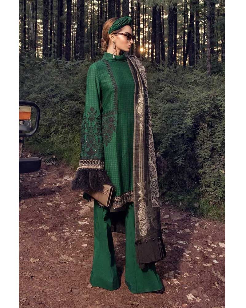 Maria B Linen Salwar Kameez Emerald Green DL-712