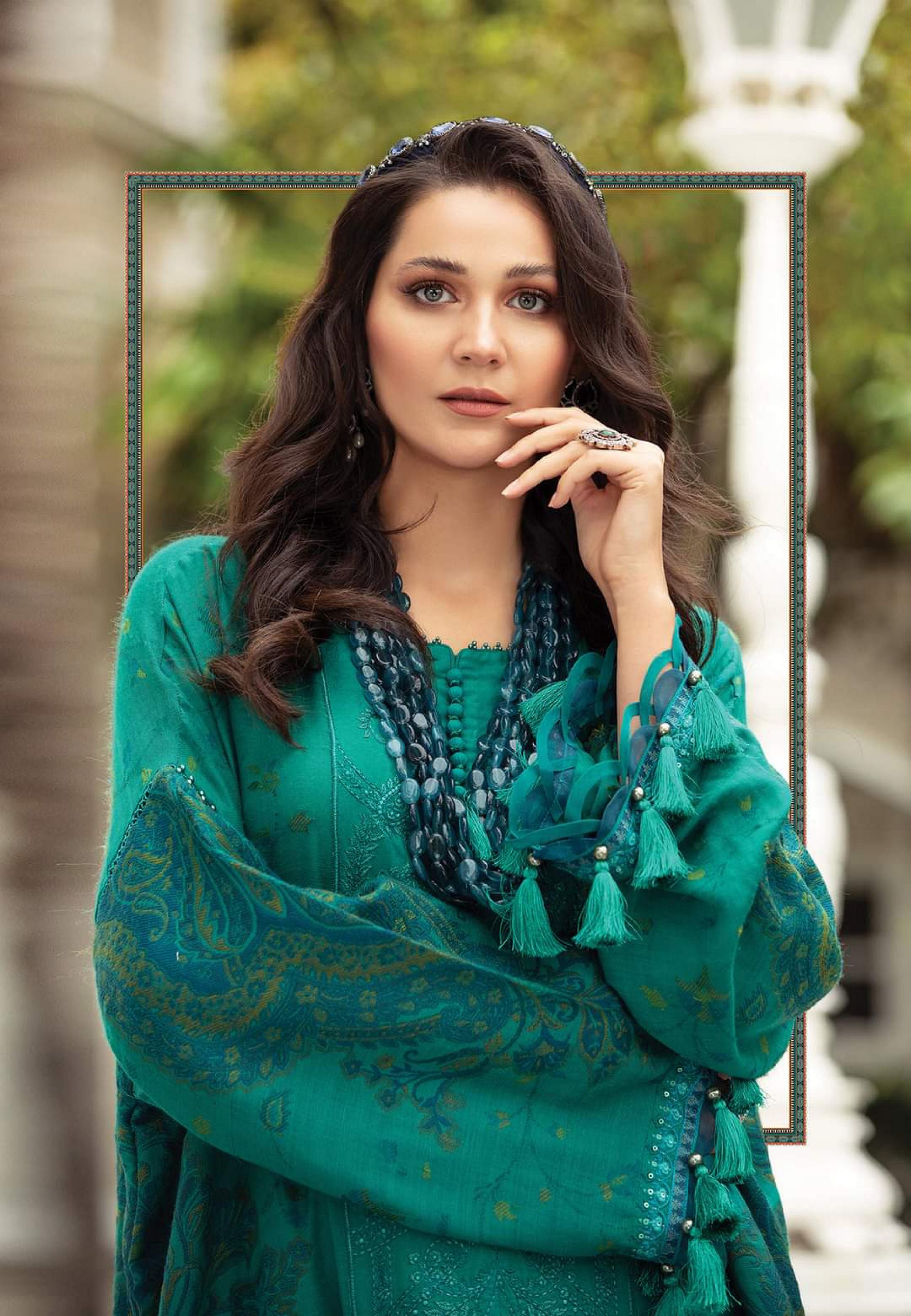 Maria b Linen unstitched winter collection’21 - DL-901-Sea Green