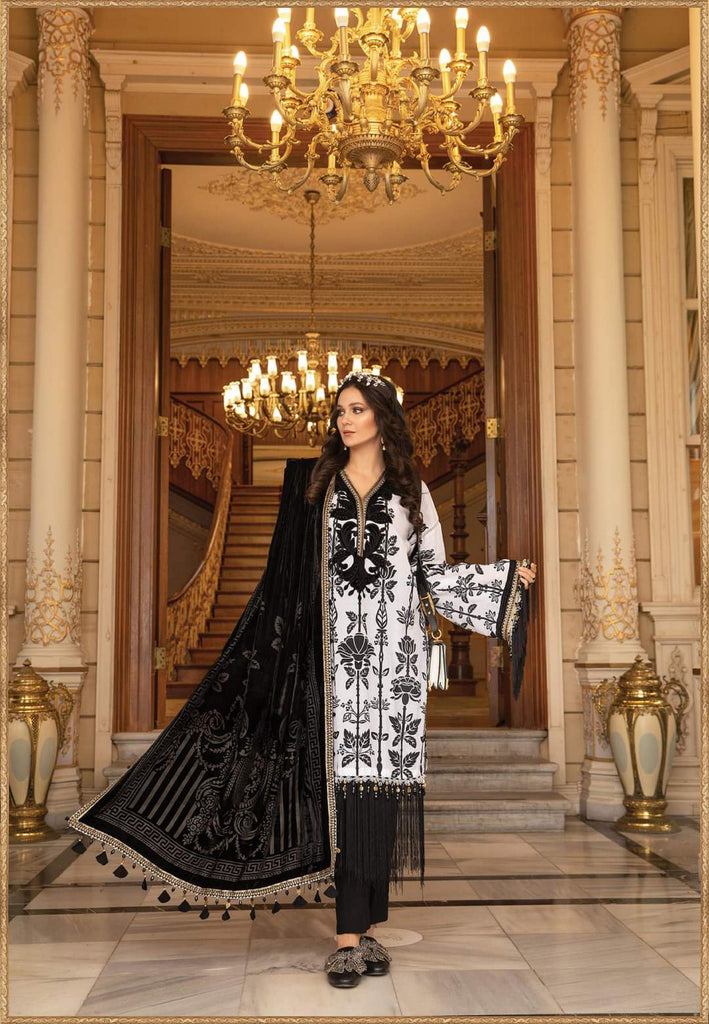 Maria b Linen unstitched winter collection’21 - DL-902-Black and White