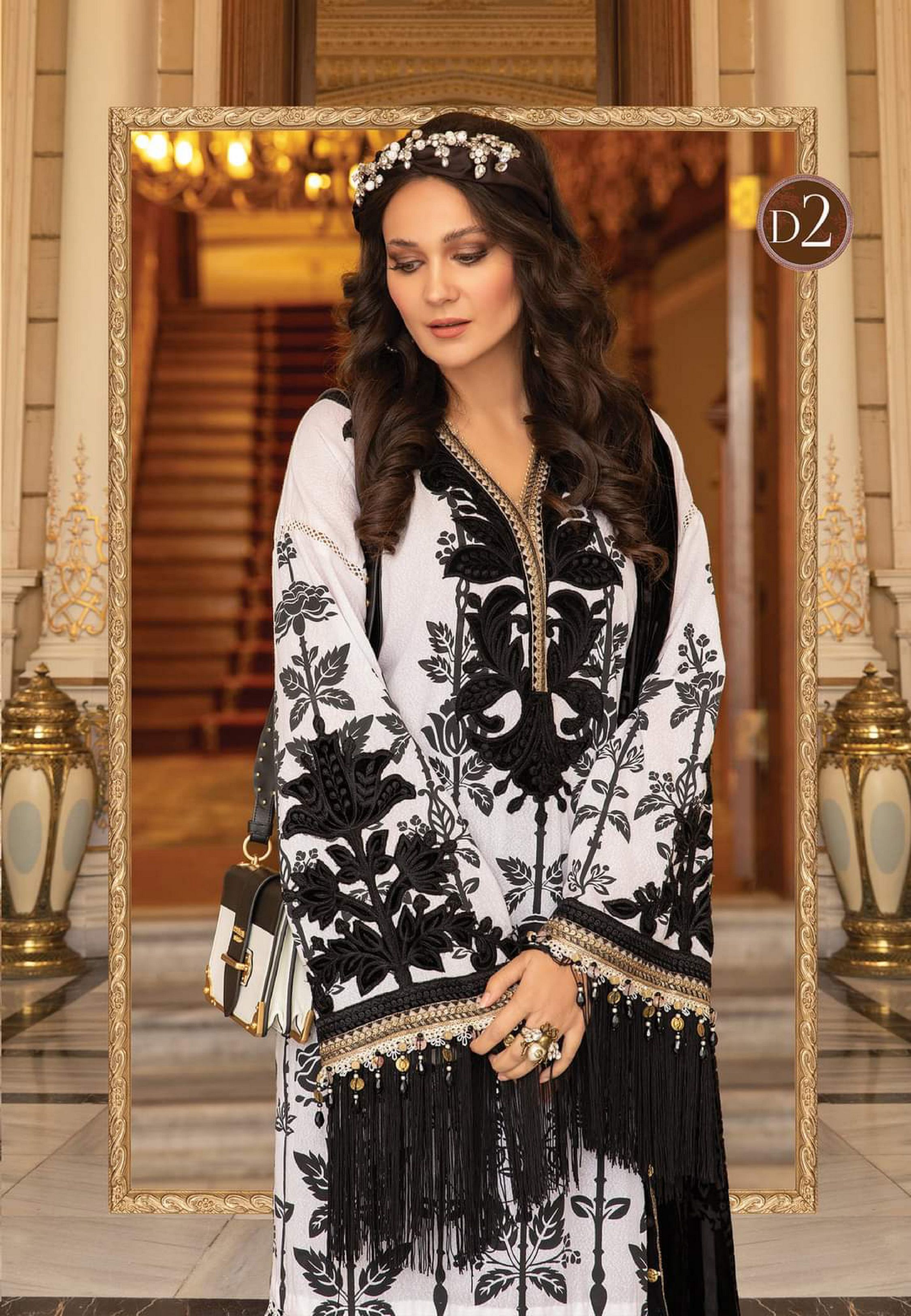 Maria b Linen unstitched winter collection’21 - DL-902-Black and White