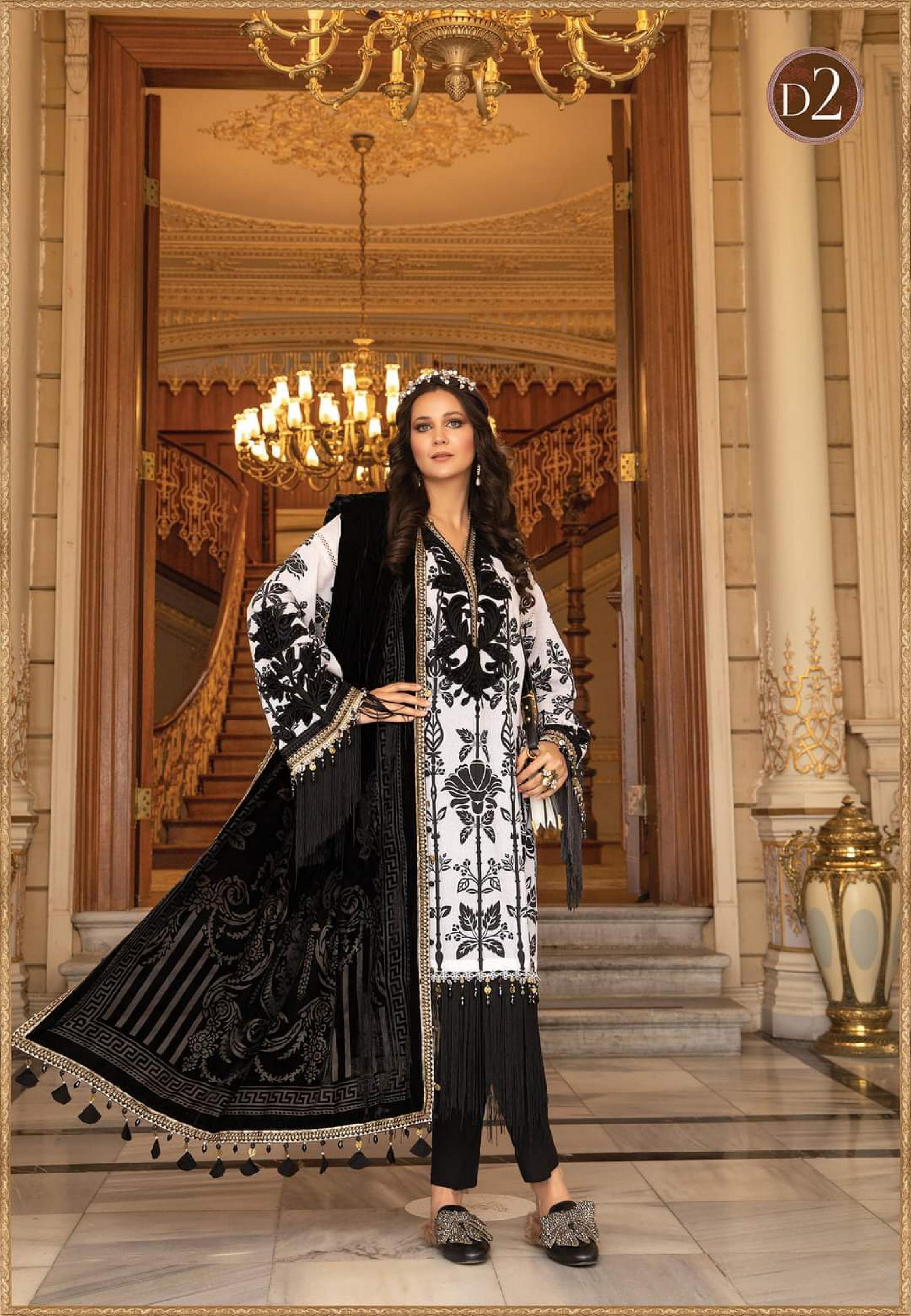 Maria b Linen unstitched winter collection’21 - DL-902-Black and White