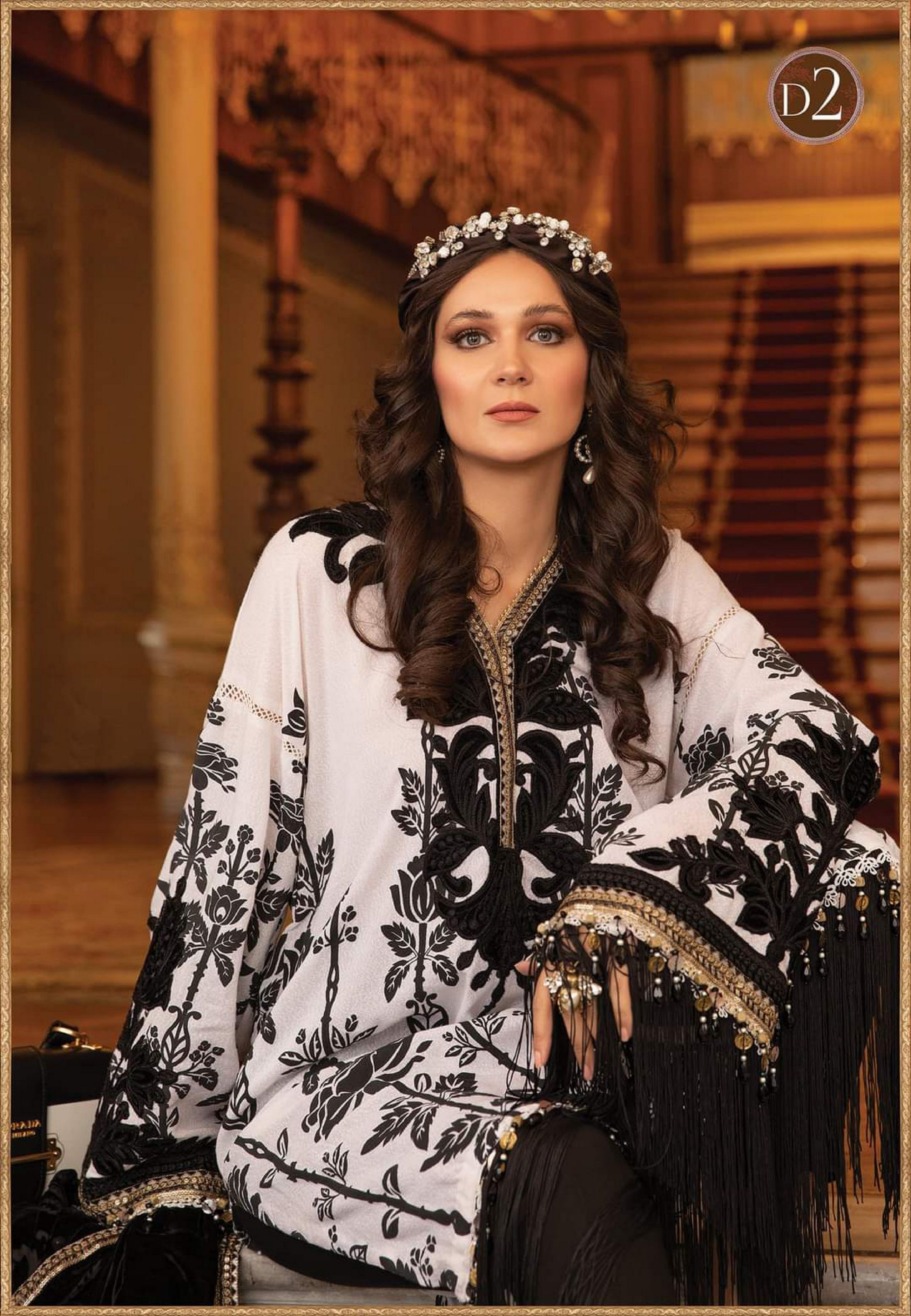 Maria b Linen unstitched winter collection’21 - DL-902-Black and White