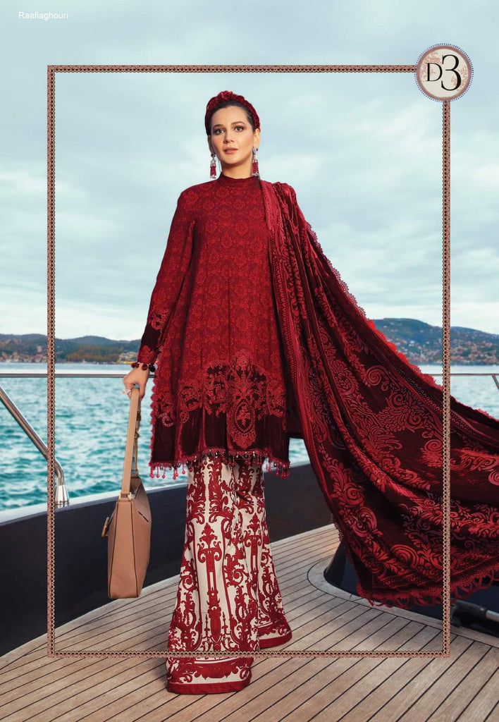 Maria b Linen unstitched winter collection’21 - DL-903-Maroon