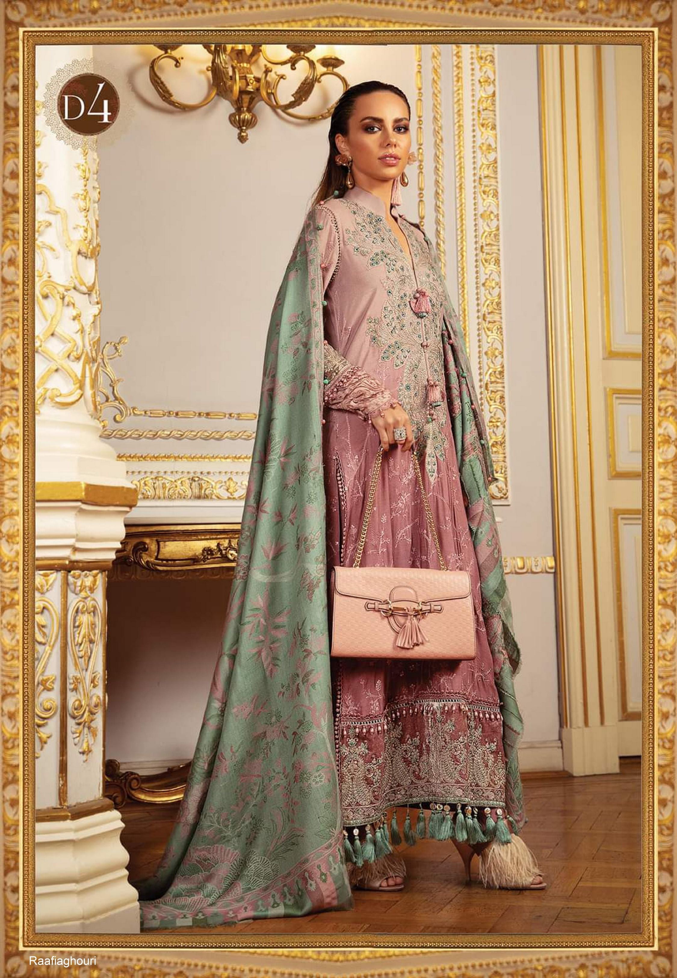 Maria b Linen unstitched winter collection’21 -DL-904-Ash Pink