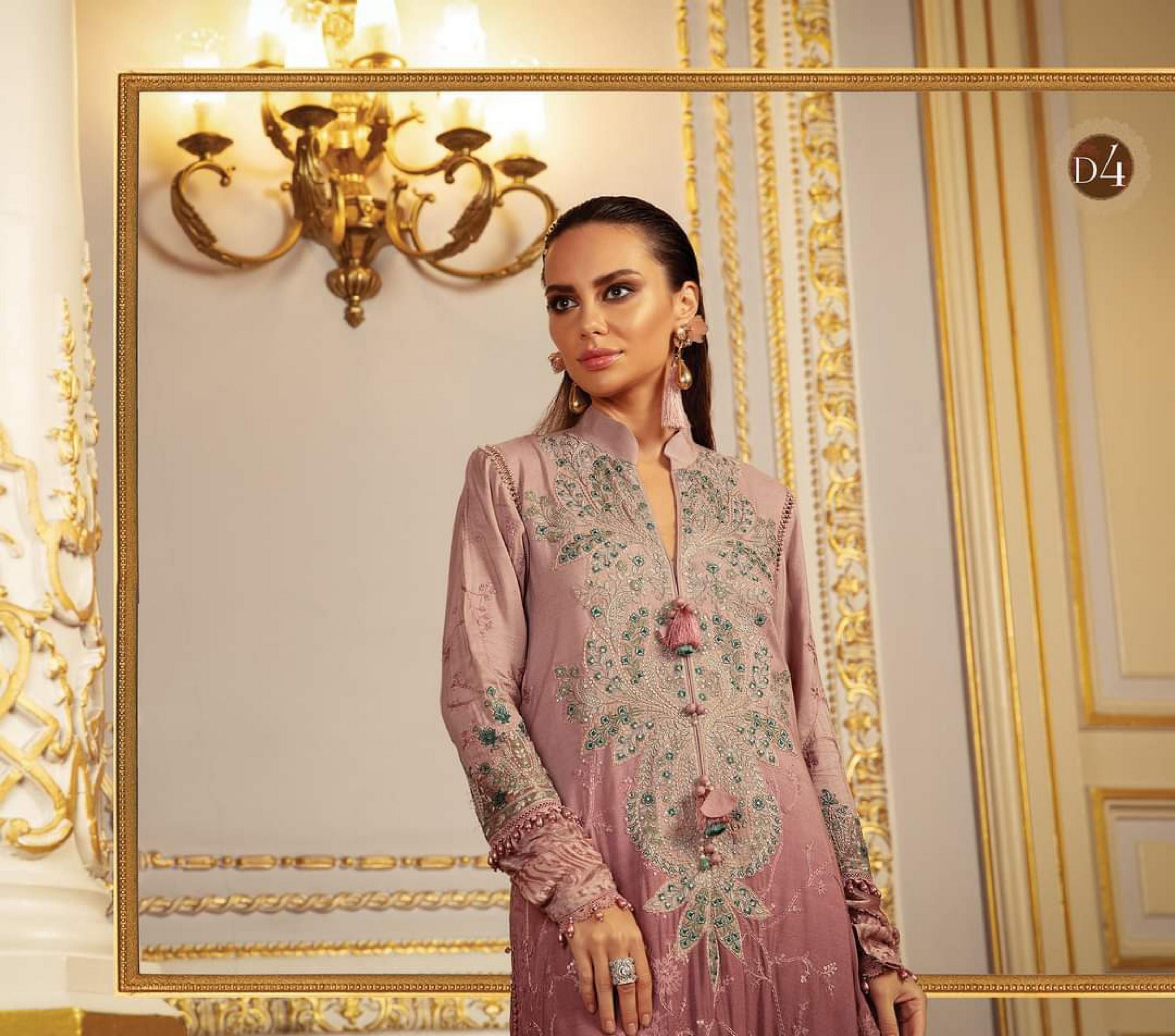 Maria b Linen unstitched winter collection’21 -DL-904-Ash Pink
