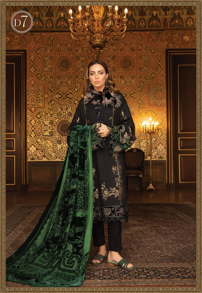 Maria b Linen unstitched winter collection’21 - DL-907-Black and Emerald