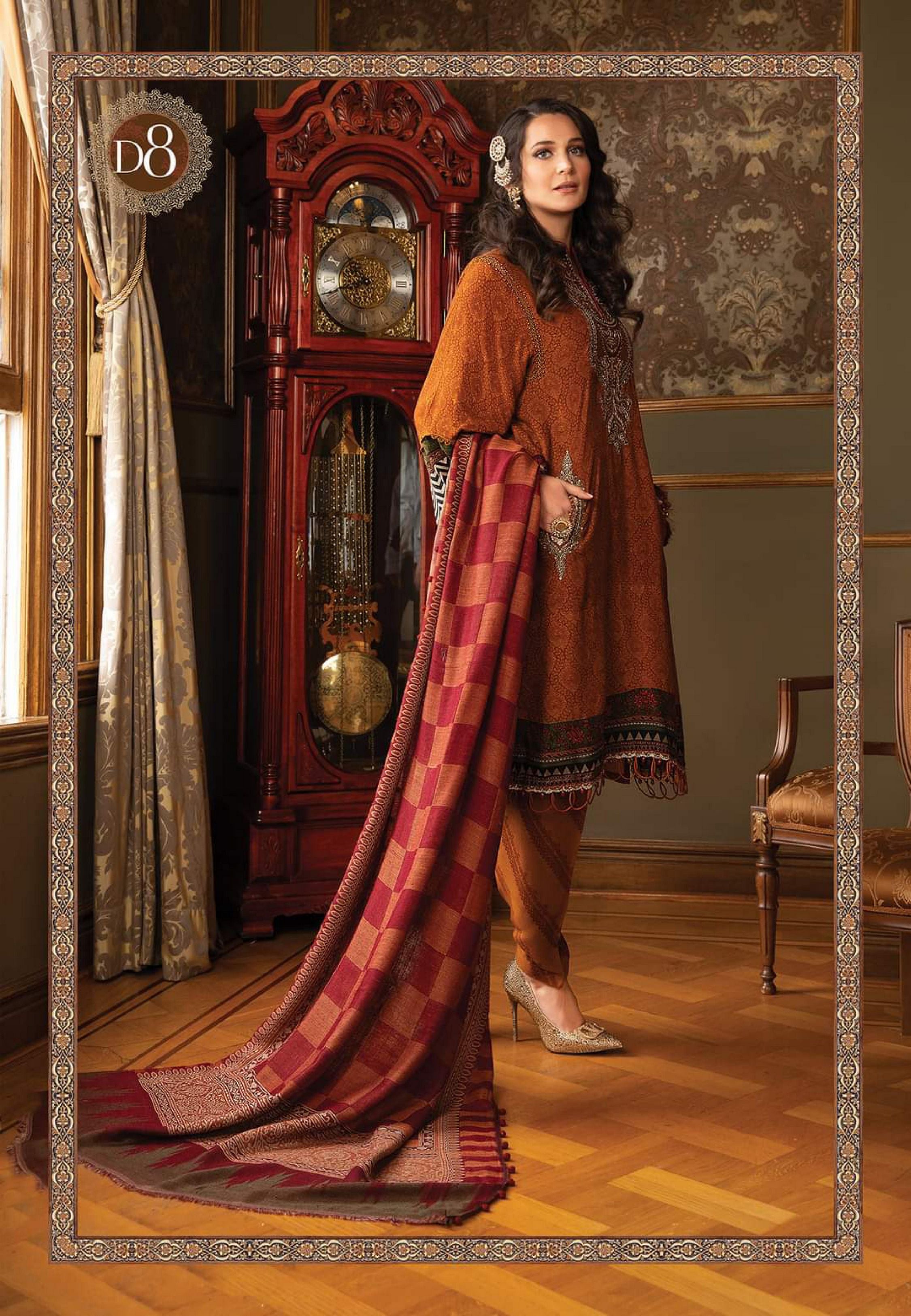 Maria b Linen unstitched winter collection’21 - DL-908-Rust