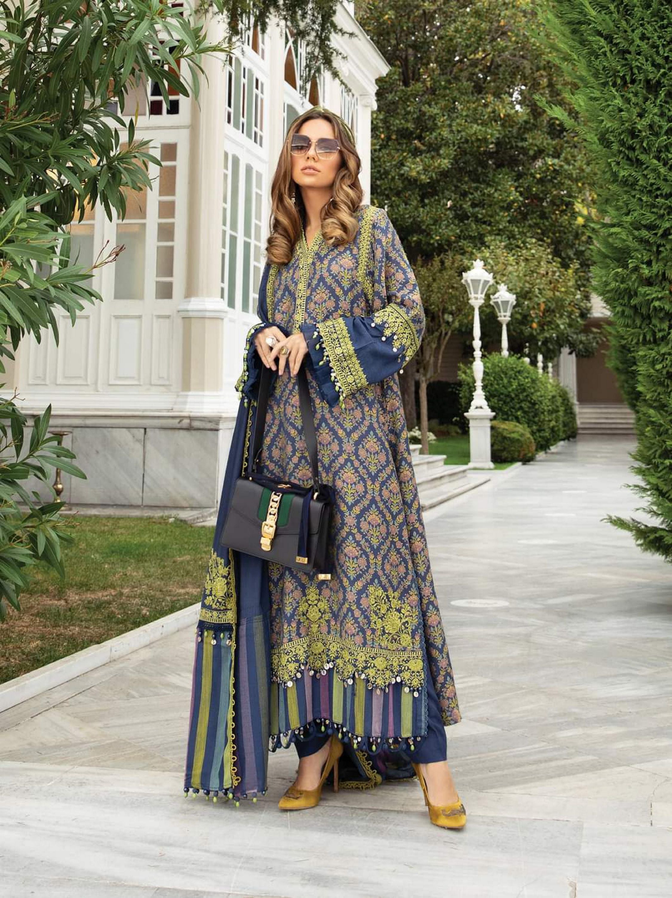 Maria b Linen unstitched winter collection’21 - DL-910-Dull Blue