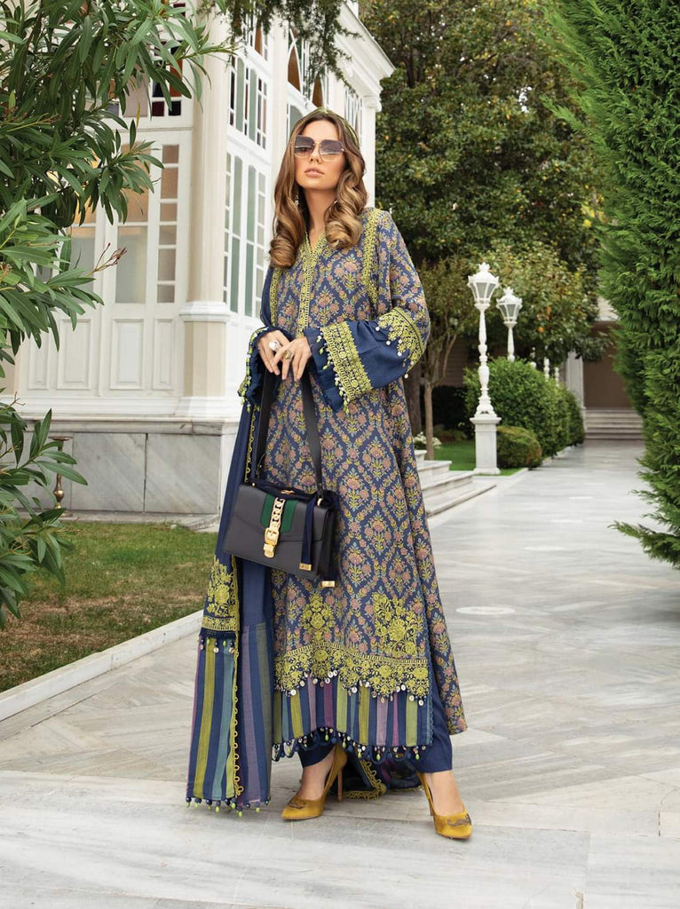 Maria b Linen unstitched winter collection’21 - DL-910-Dull Blue