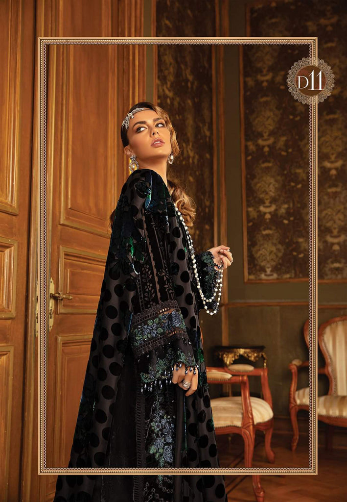 Maria b Linen unstitched winter collection’21 - DL-911-Black and Blue