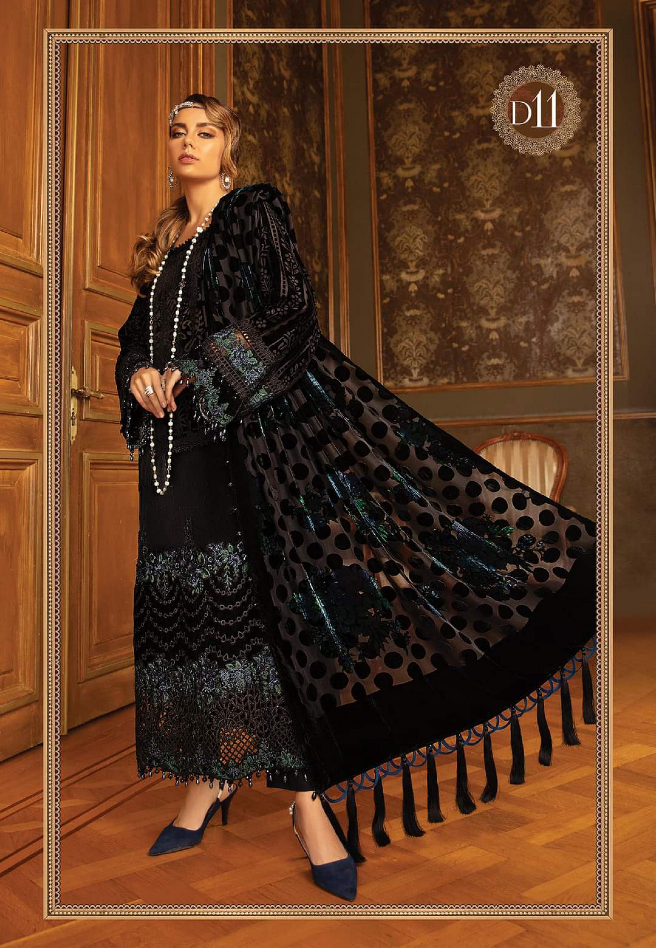 Maria b Linen unstitched winter collection’21 - DL-911-Black and Blue