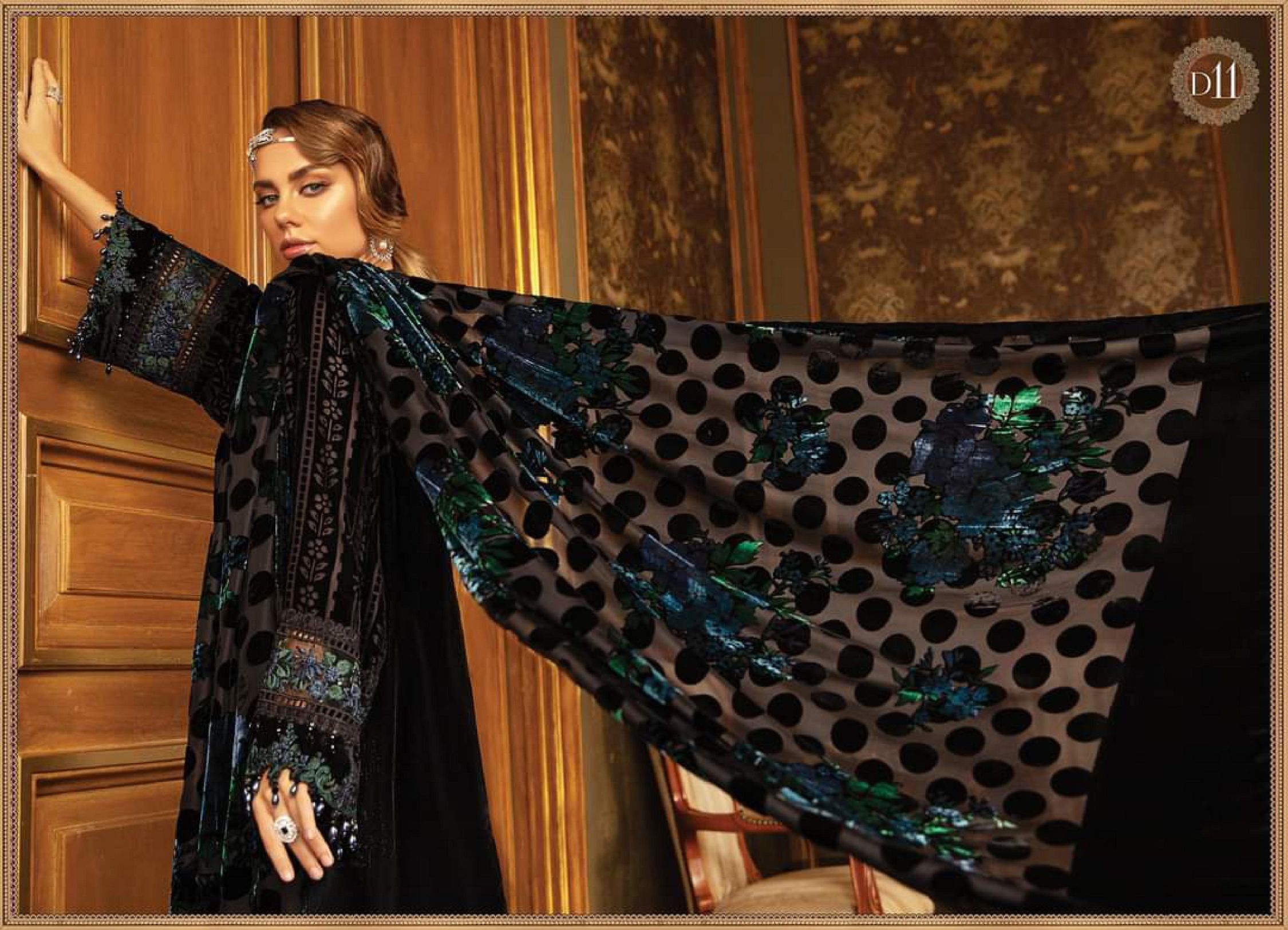 Maria b Linen unstitched winter collection’21 - DL-911-Black and Blue