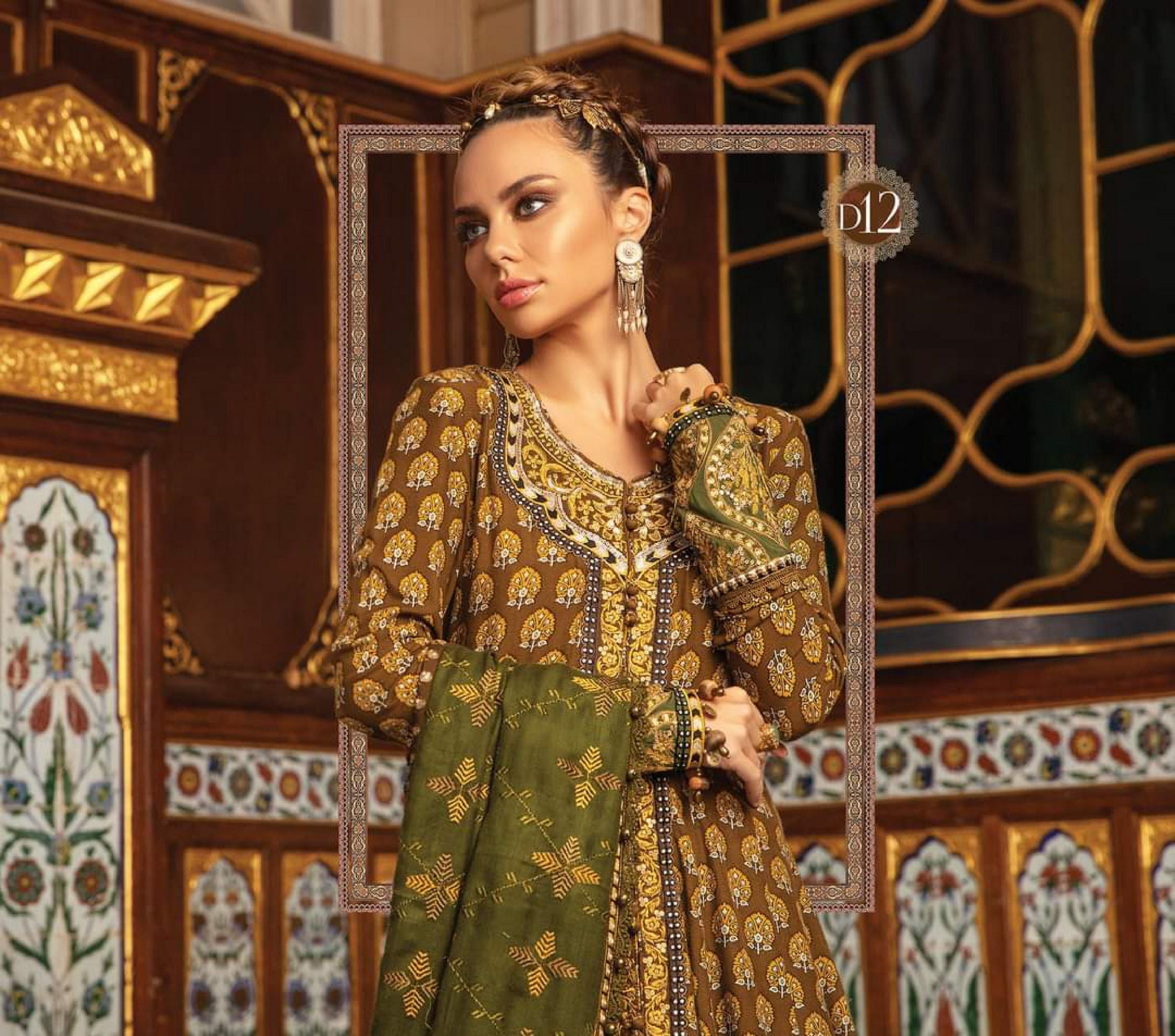 Maria b Linen unstitched winter collection’21 - DL-912-Brown